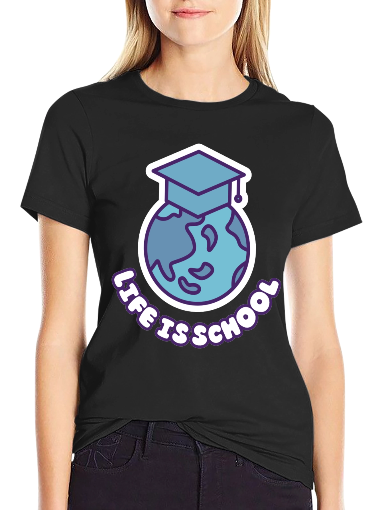 Black Life is School T-Shirt - Graduation Earth Design view 2