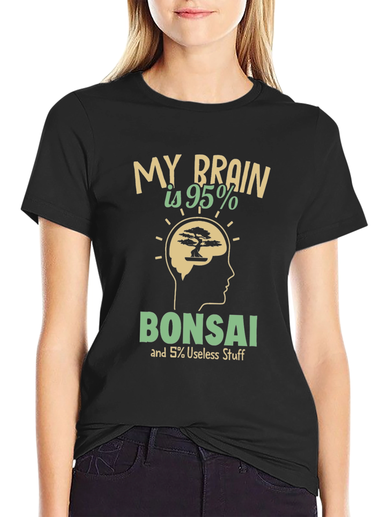 Black My Brain is 95% Bonsai T-Shirt view 2