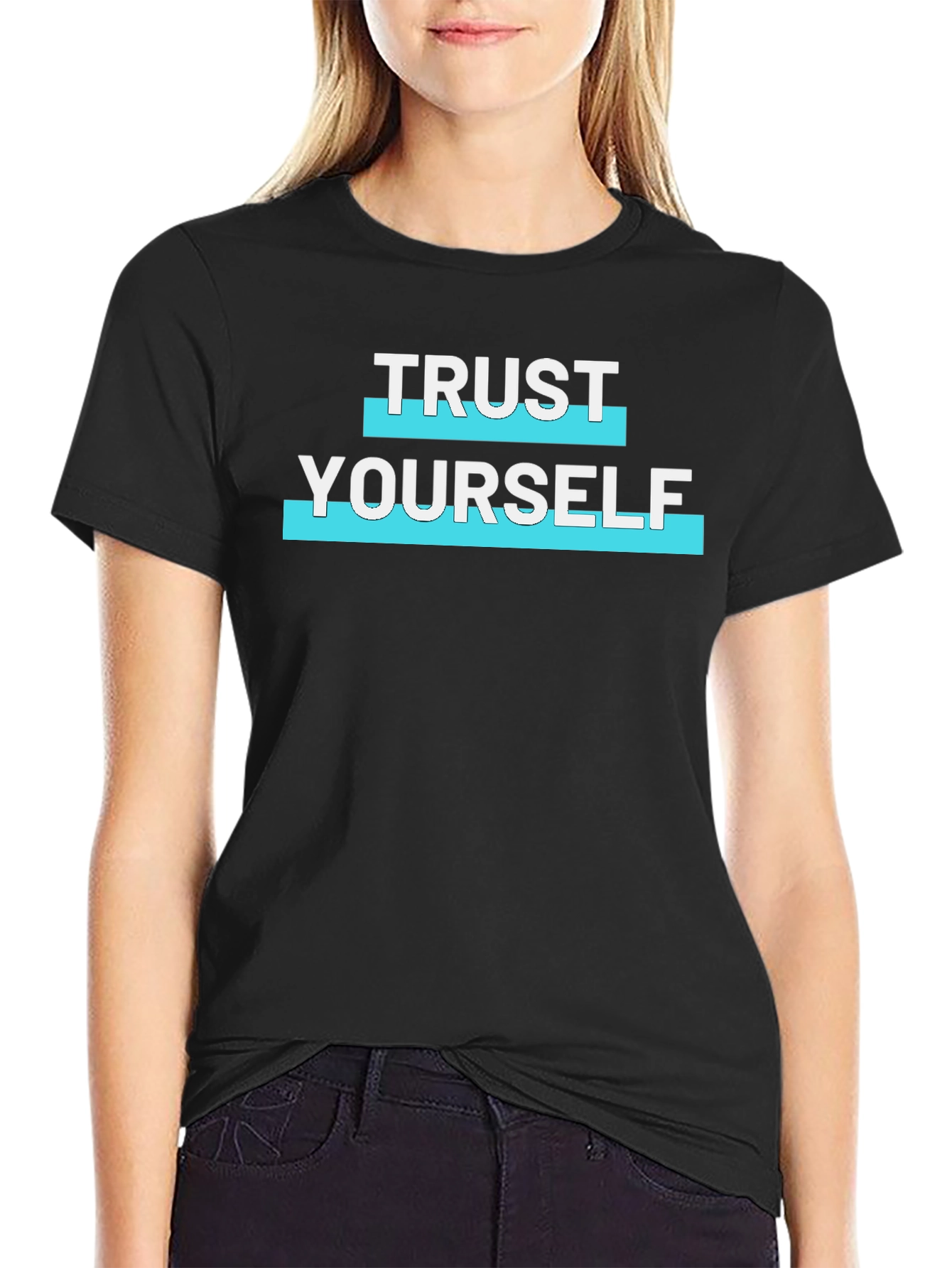 Black Trust Yourself Graphic Print T-Shirt view 2
