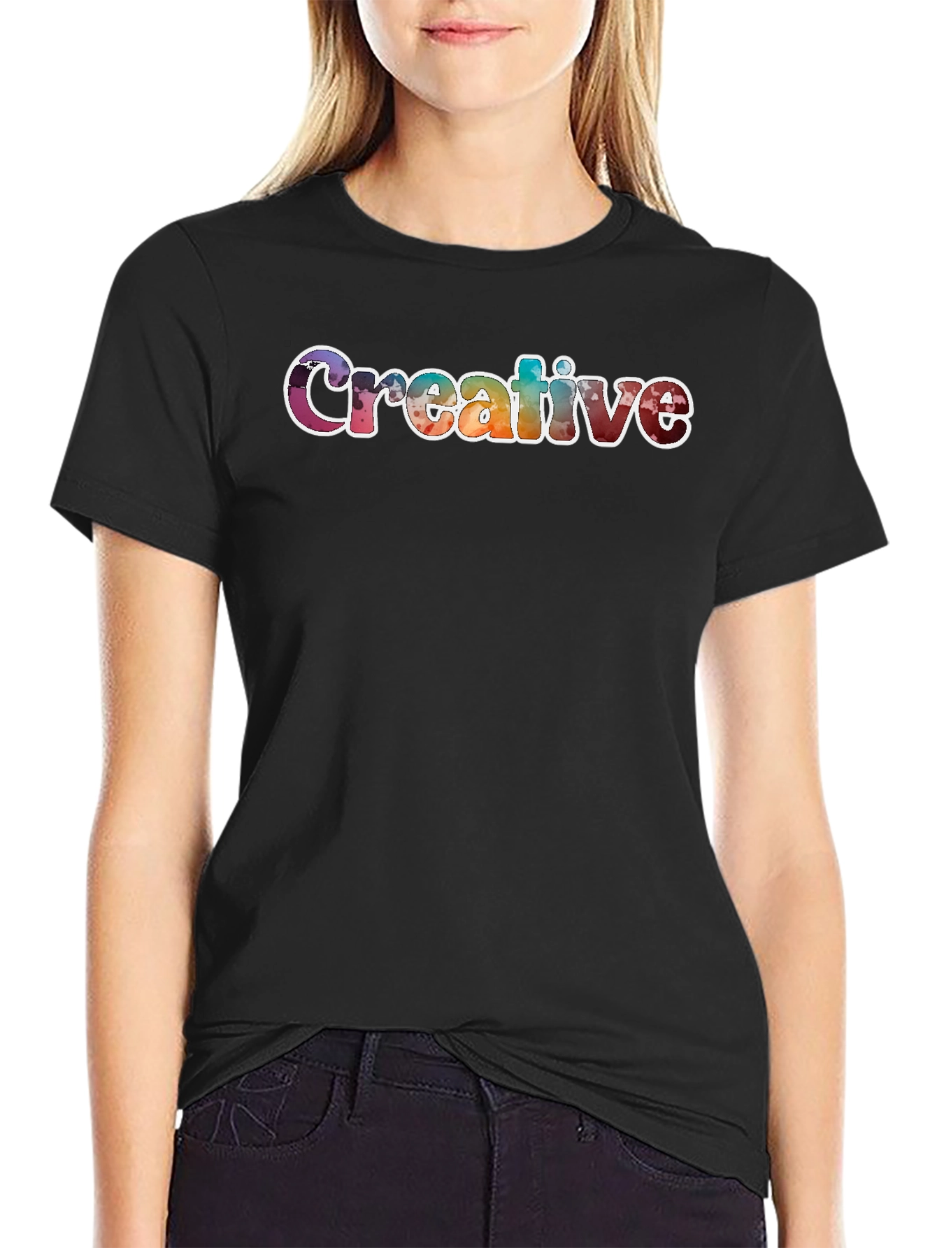 Black Creative Graphic T-Shirt, Unisex Black Tee view 2