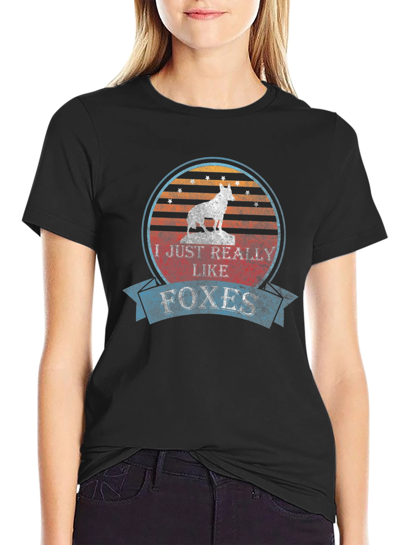 Black Fox Lover T-Shirt - Vintage Style Design view 2