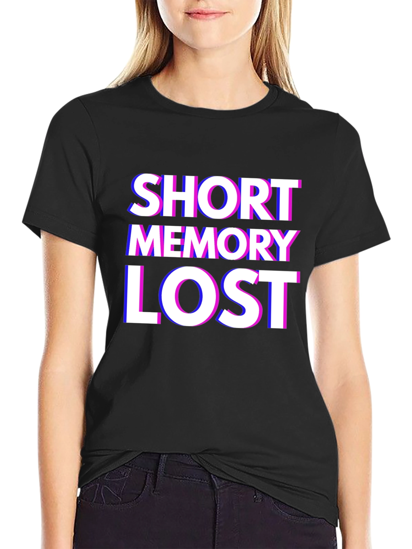 Black Short Memory Lost Graphic Tee - Novelty Humor T-Shirt view 2