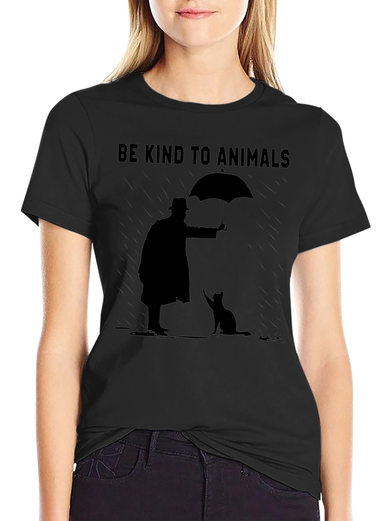 Black Be Kind to Animals Graphic Tee view 2