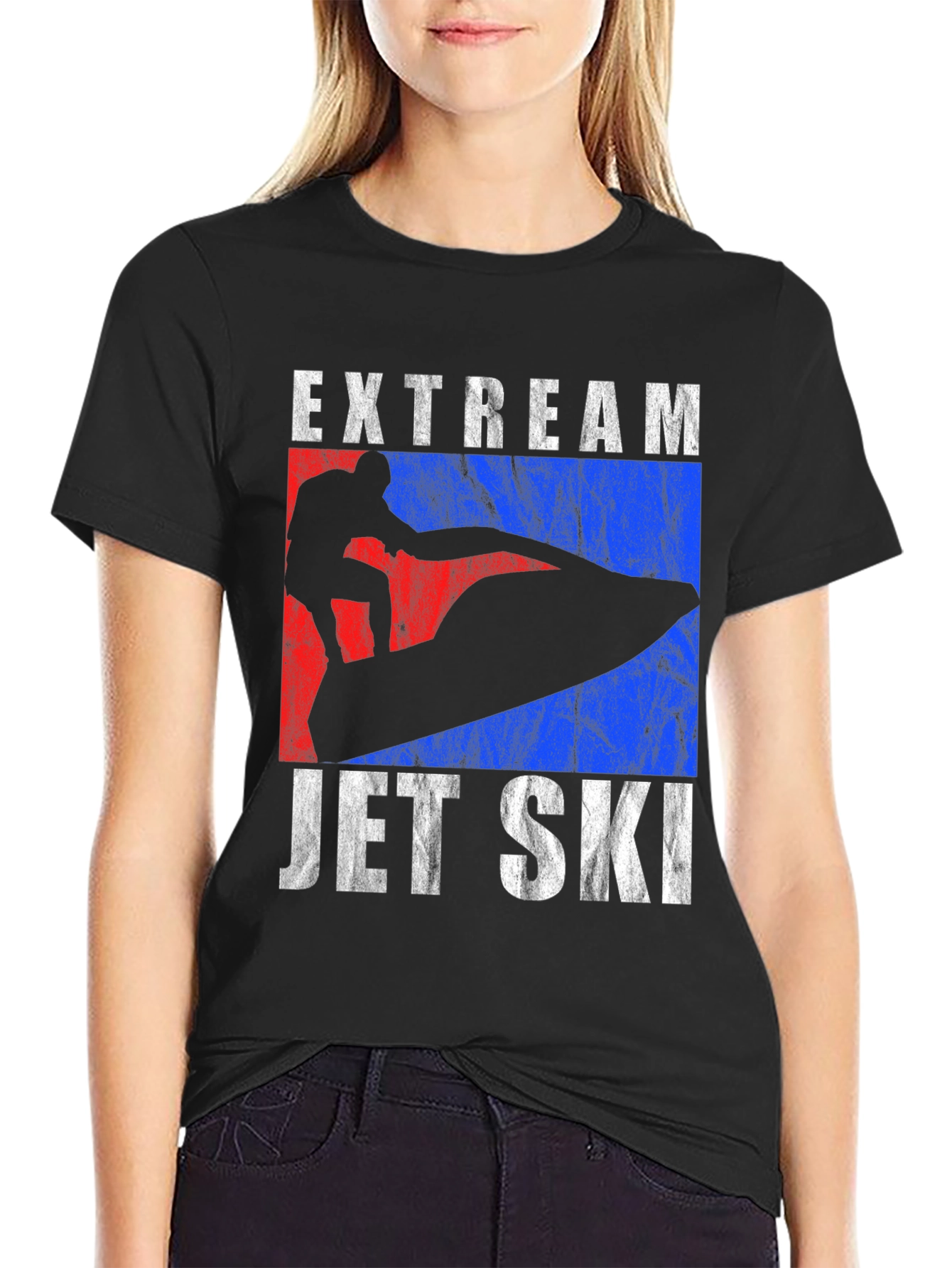 Black Extream Jet Ski T-Shirt: Black Crew Neck Tee view 2