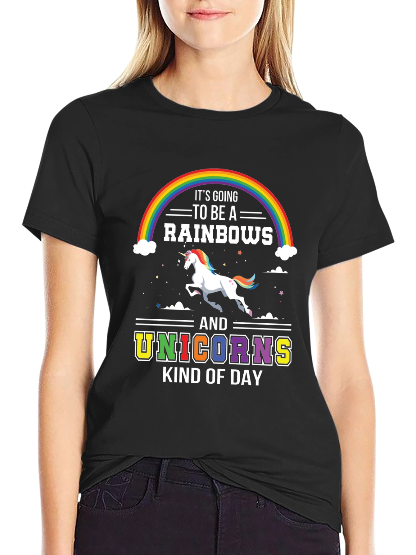 Black Rainbows & Unicorns T-Shirt: Magical Kind of Day! view 2