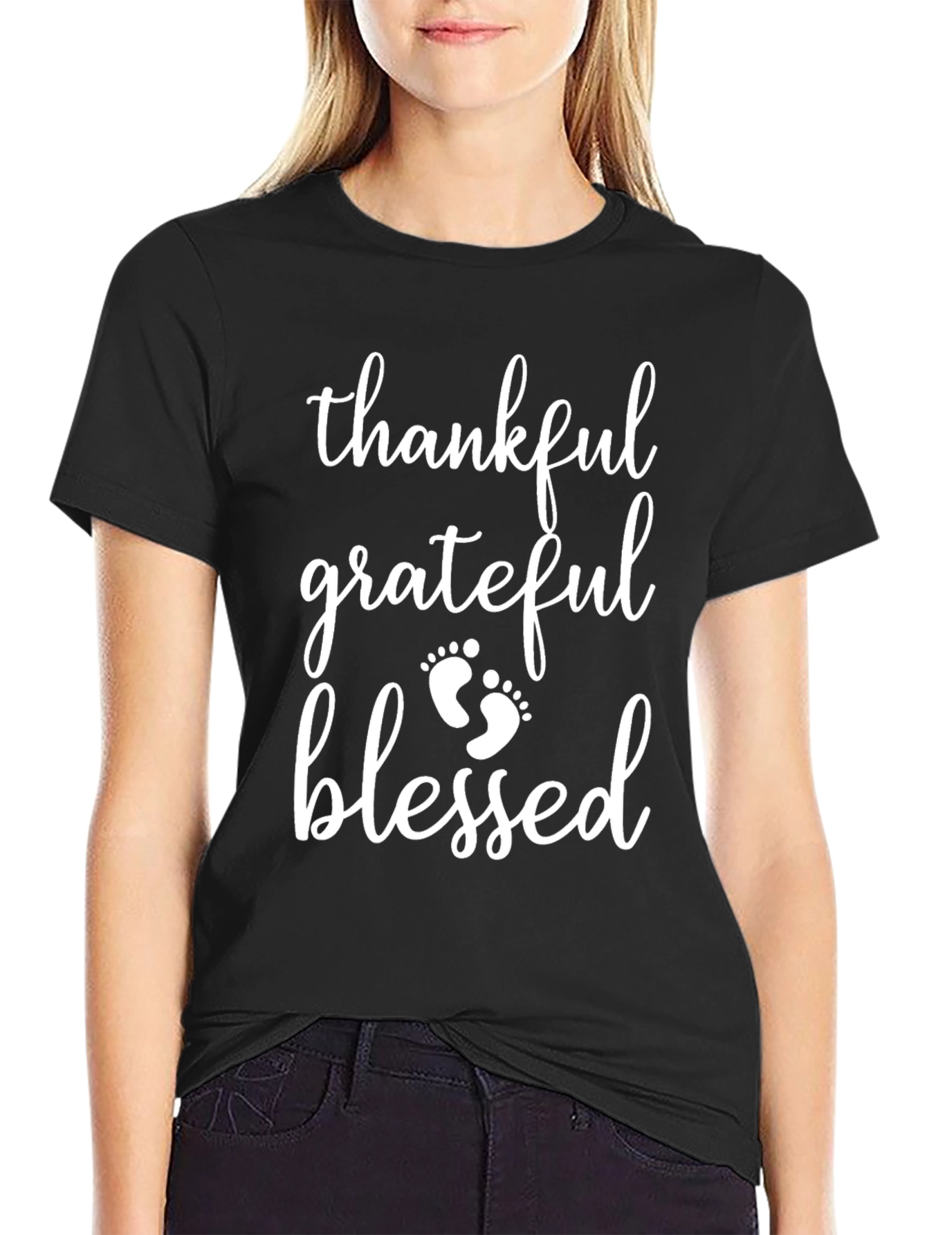Black Thankful Grateful Blessed Tee view 2