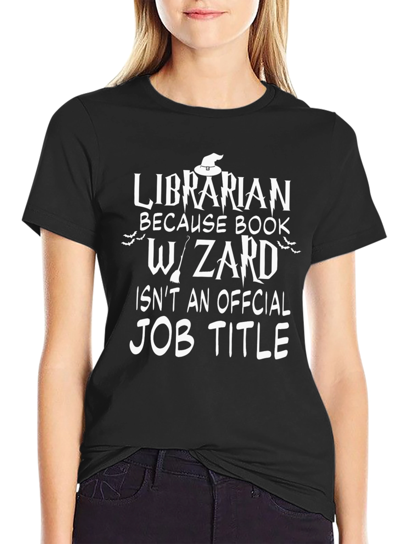 Black Librarian Wizard T-Shirt Funny Book Lover Tee view 2