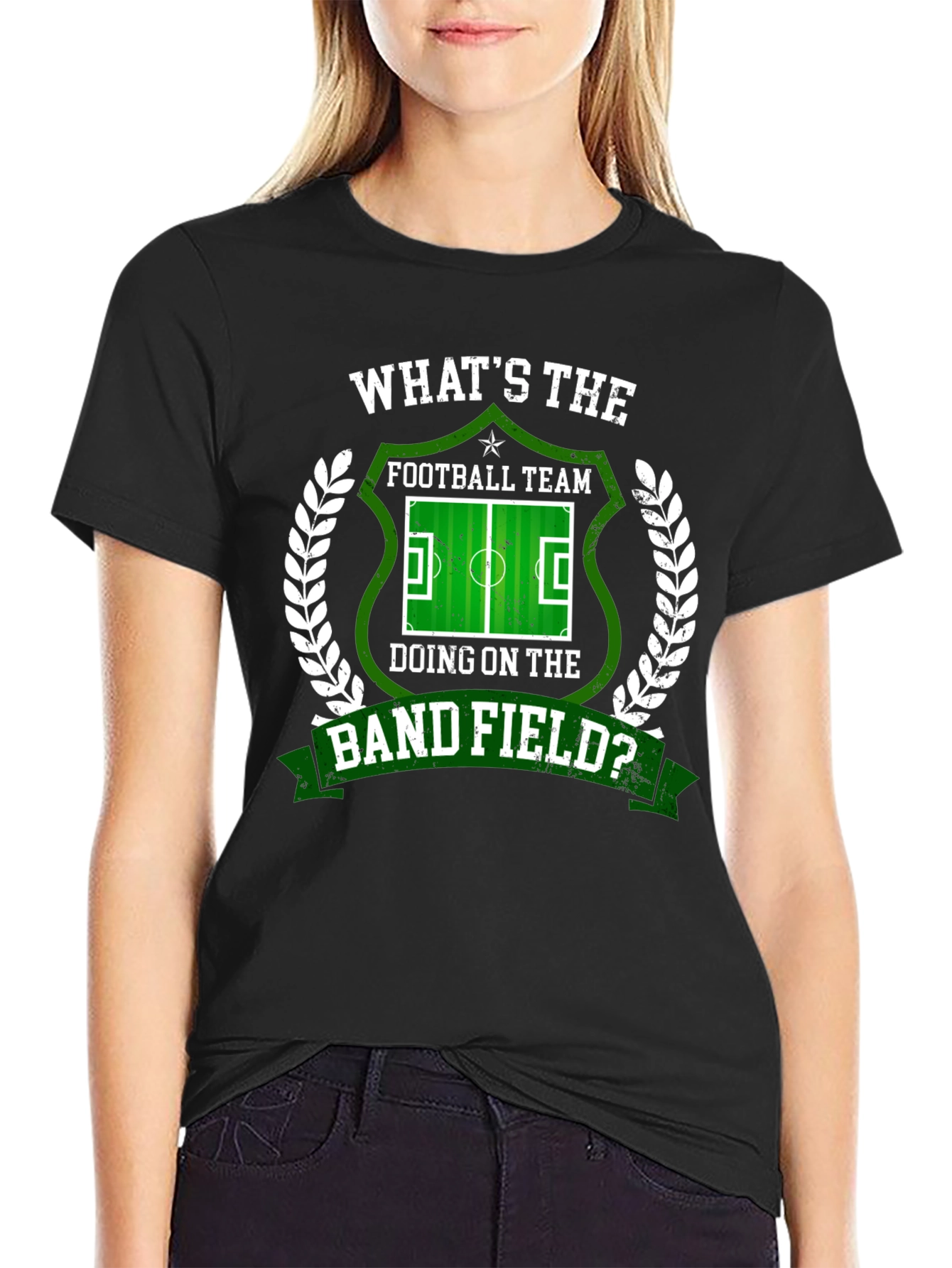 Black Funny Football Band Field Graphic T-Shirt view 2