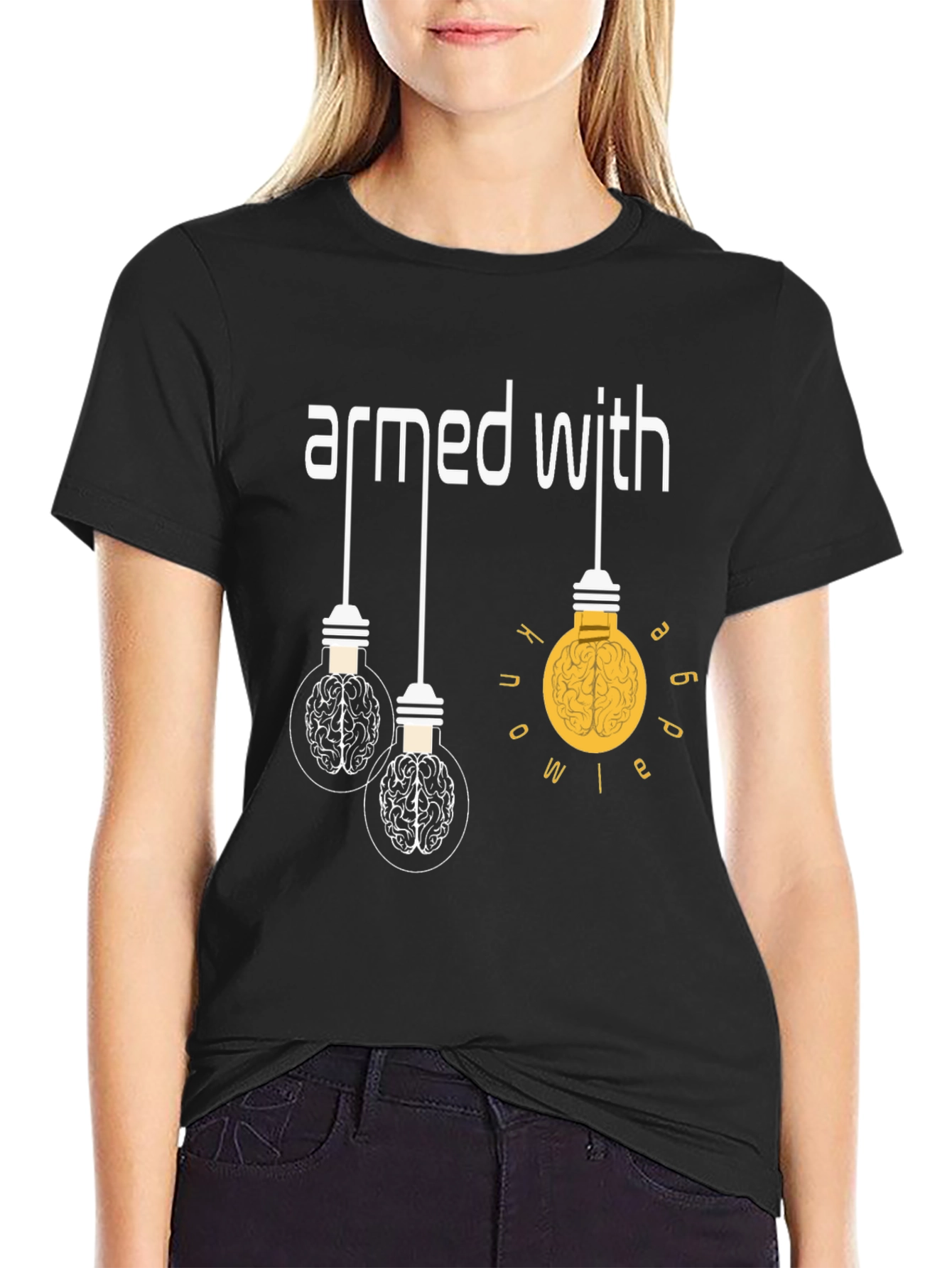 Black Armed With Ideas Graphic T-Shirt - Brain Power view 2