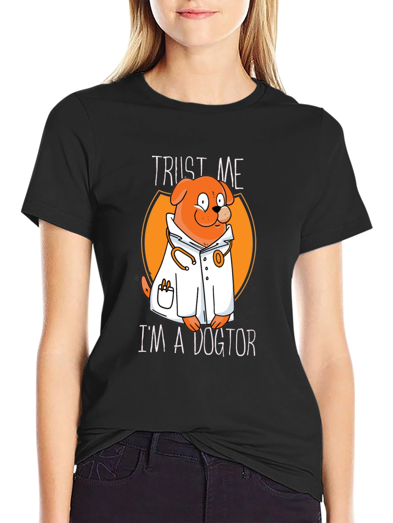Black Trust Me I'm a Dogtor T-Shirt view 2