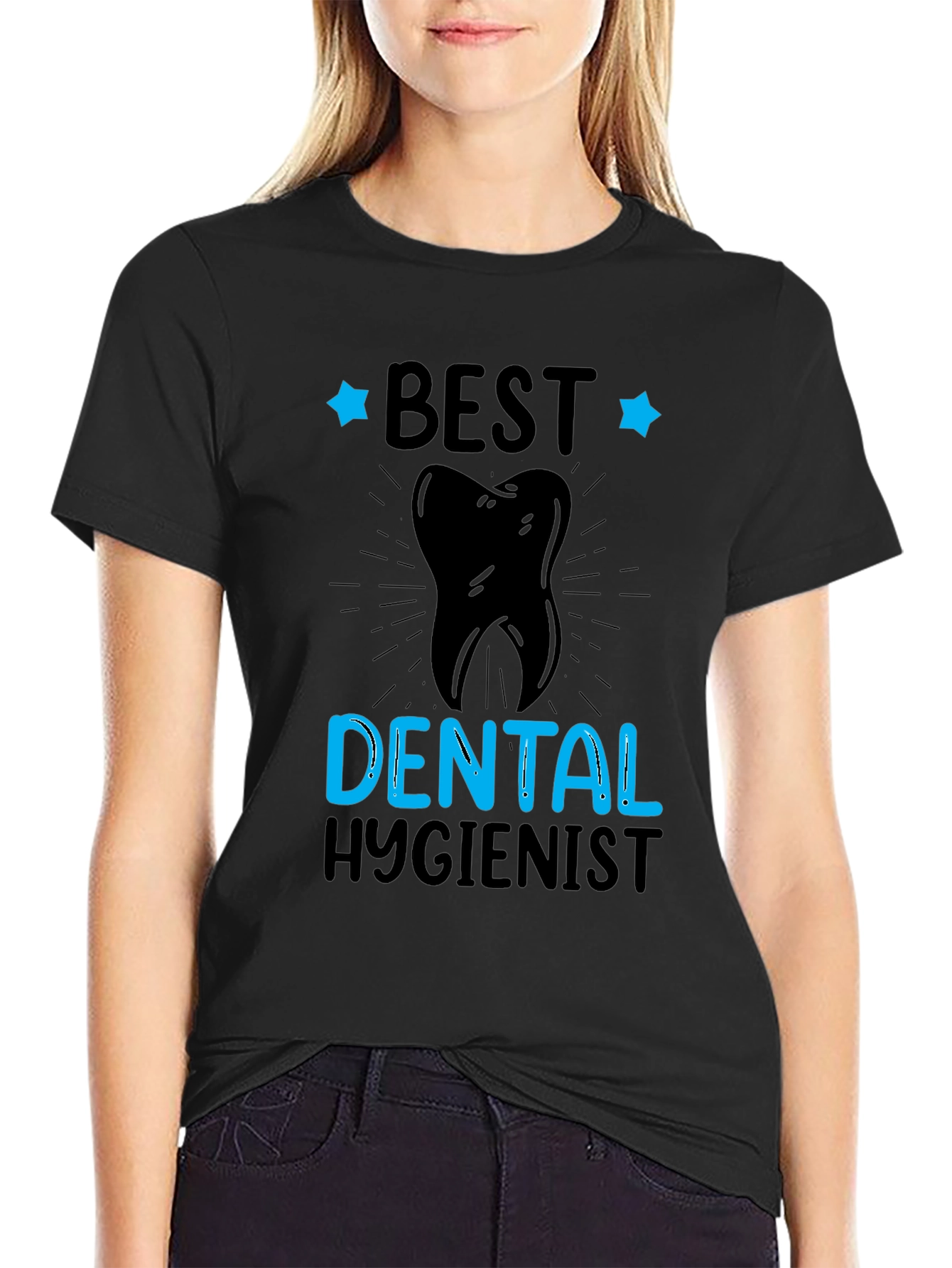 Black Best Dental Hygienist T-Shirt view 2