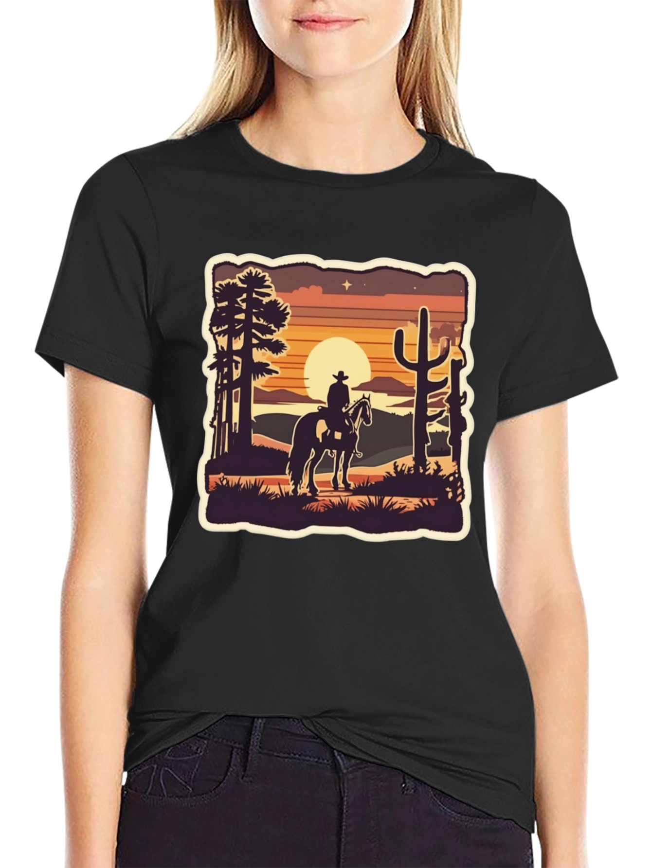 Black Western Cowboy Desert T-Shirt view 2