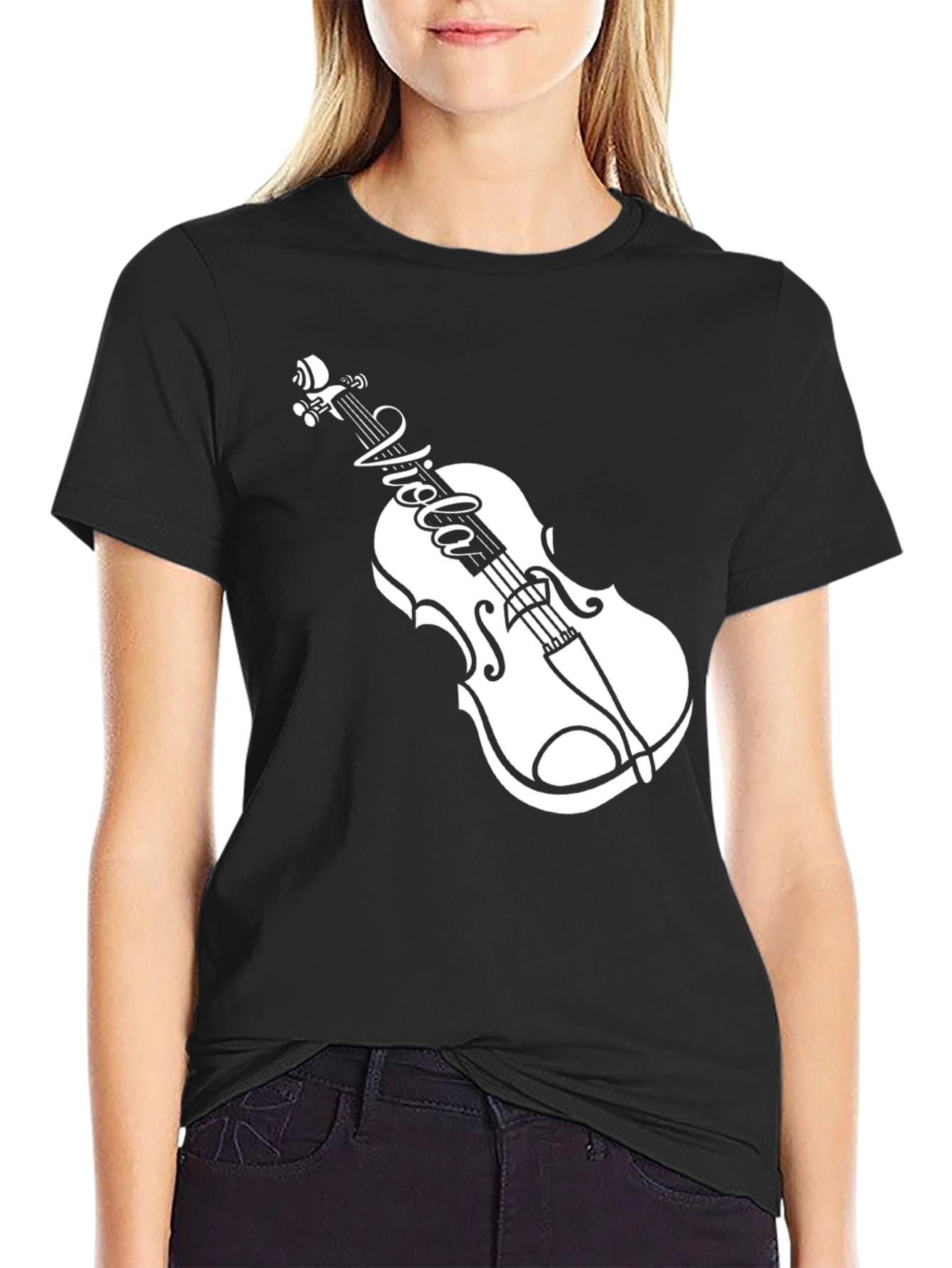 Black Viola Violin Black T-Shirt Music Lover Tee view 2