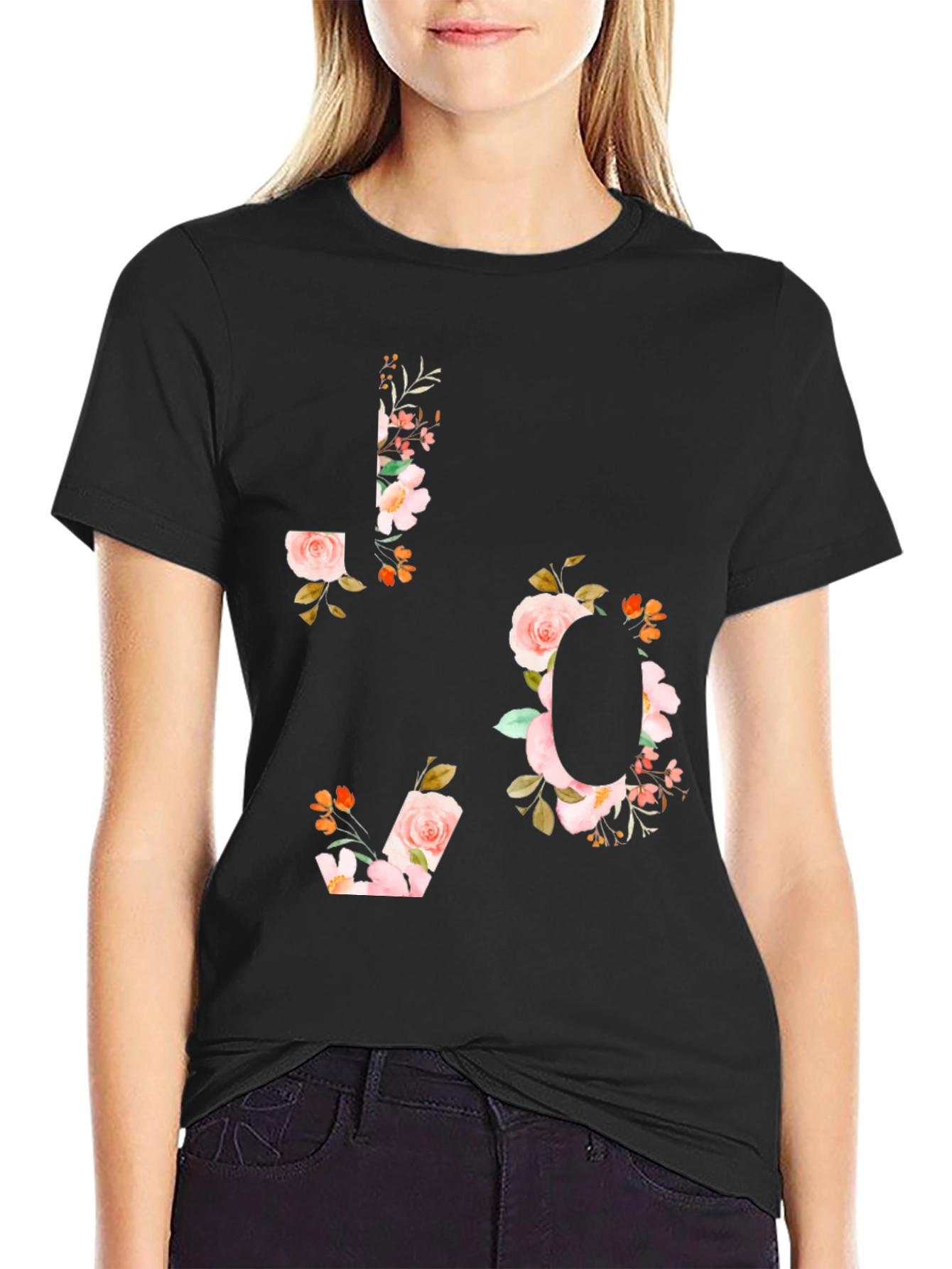 Black Floral LOVE Graphic T-Shirt view 2