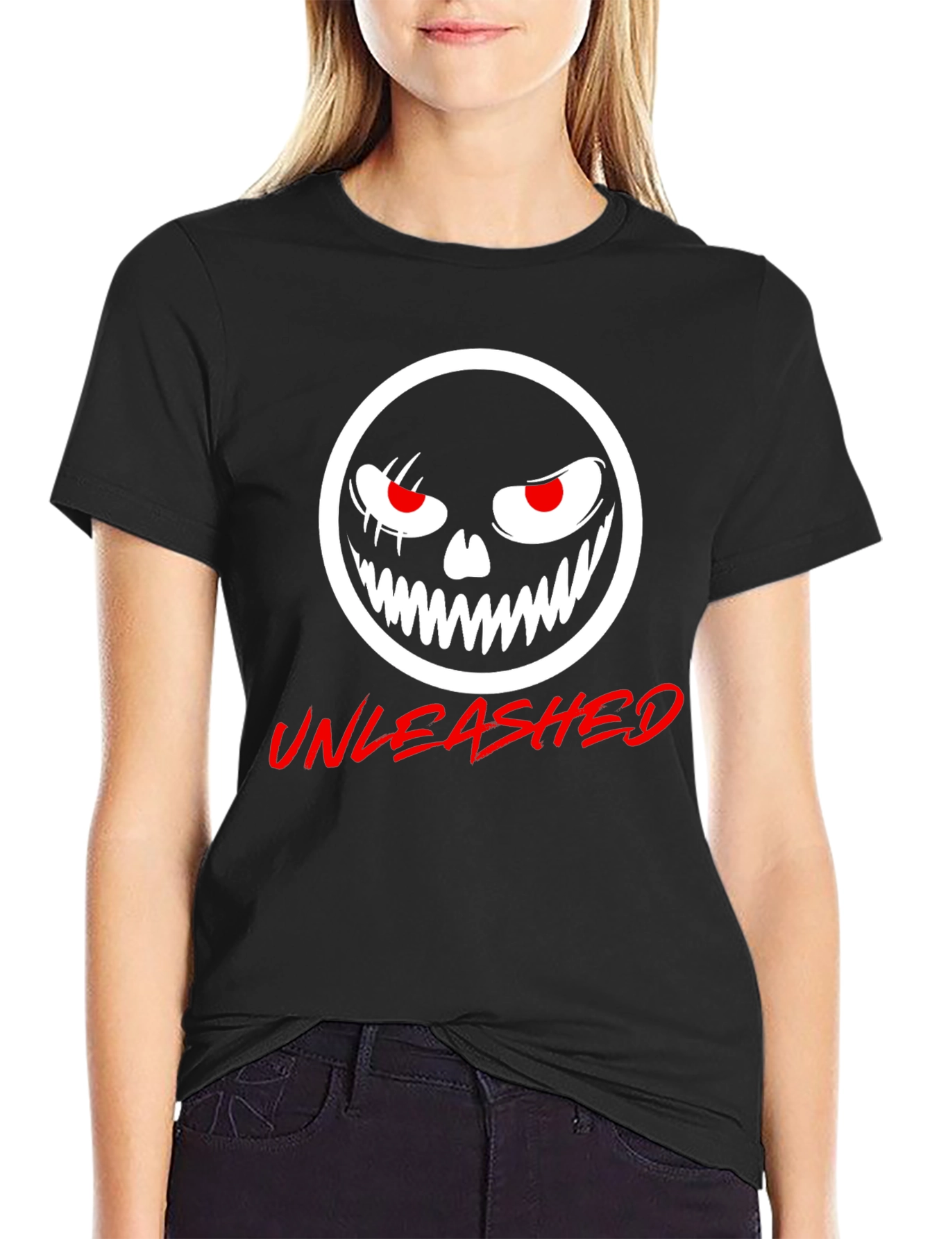 Black Unleashed Graphic Tee - Black Cotton T-Shirt view 2