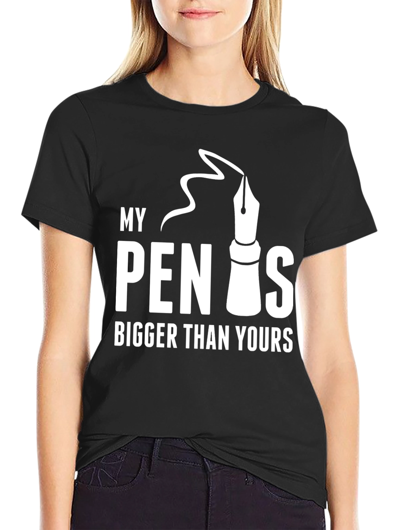 Black My Pen Is Bigger Than Yours - Graphic T-Shirt view 2