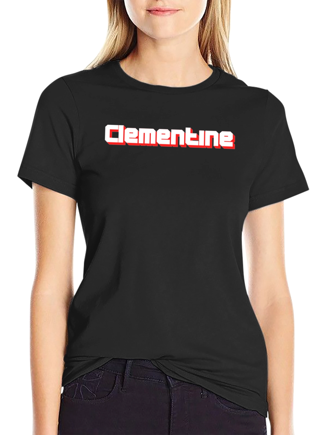 Black Clementine Graphic Tee - Black Cotton Blend T-Shirt view 2