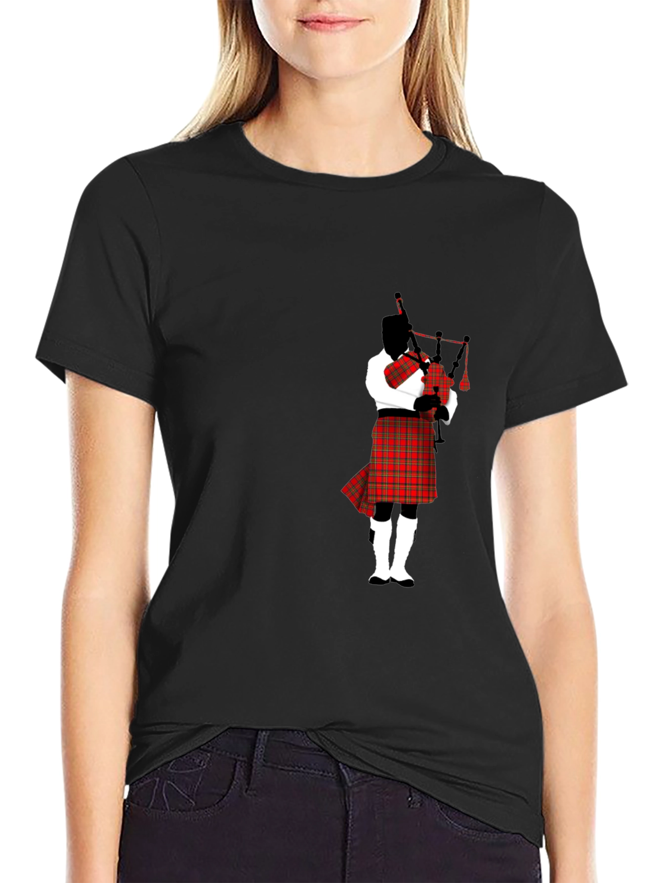 Black Bagpipe Player Black T-Shirt view 2