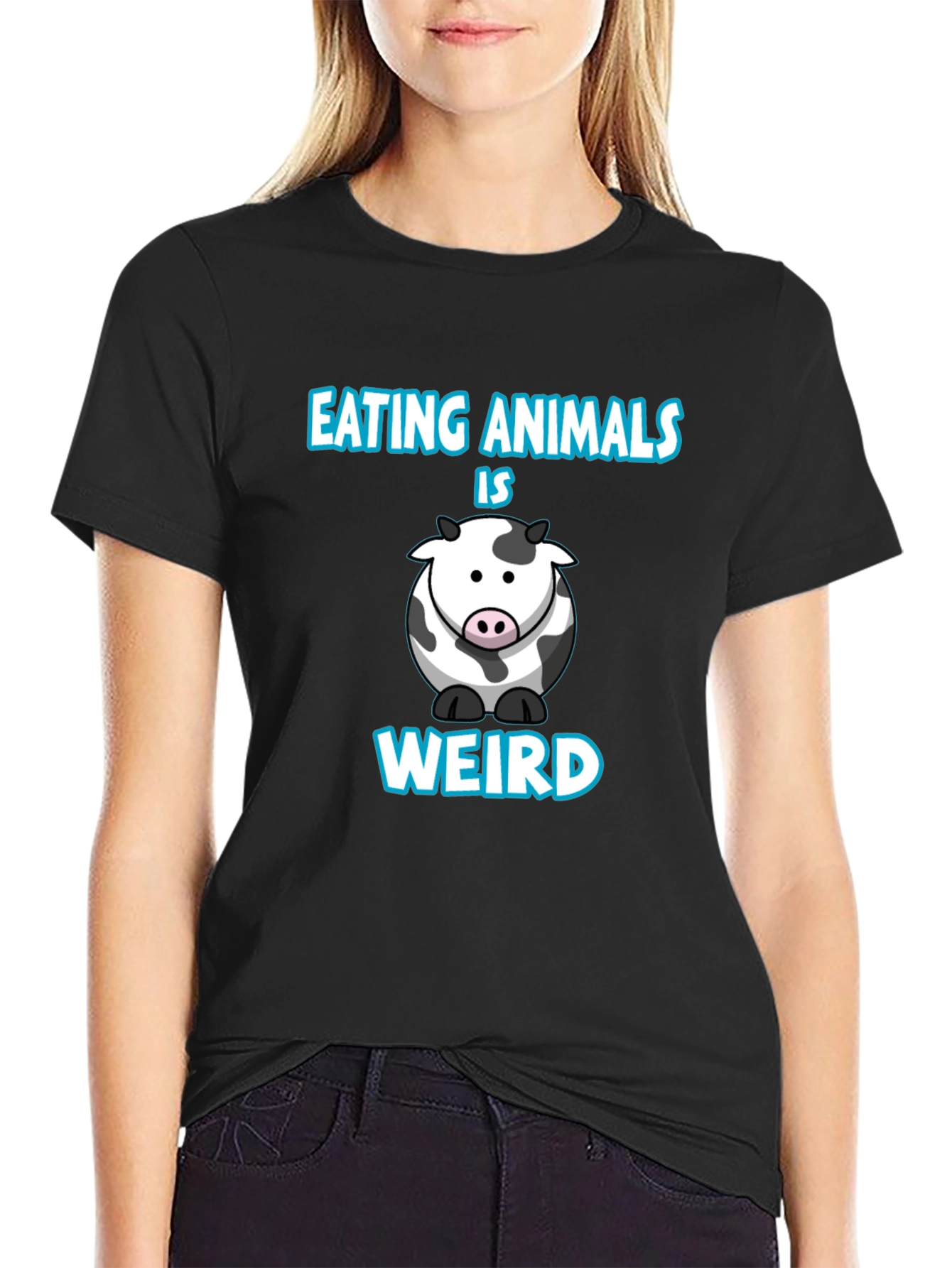 Black Eating Animals Is Weird T-Shirt view 2
