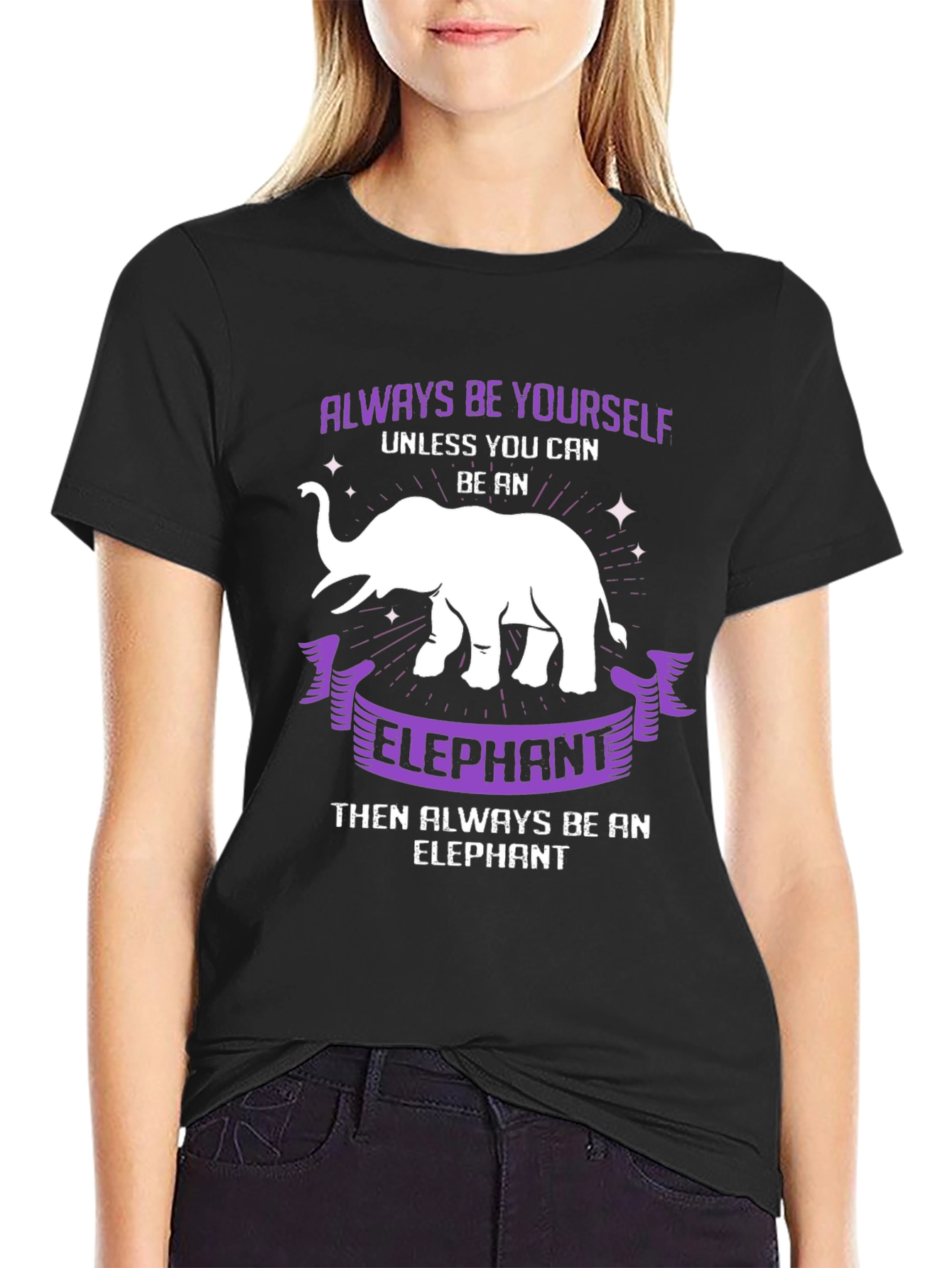 Black Always Be Yourself Elephant T-Shirt view 2