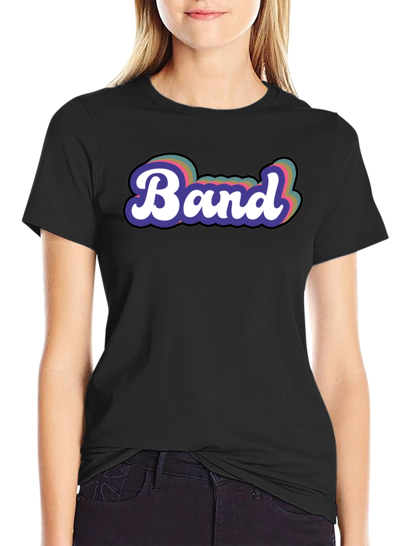 Black Retro "Band" Graphic Tee - Classic Style view 2