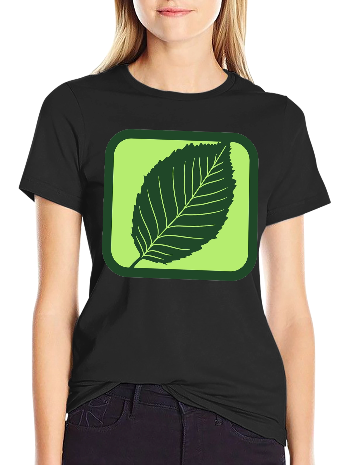 Black Leaf Graphic Tee - Nature Inspired Style view 2