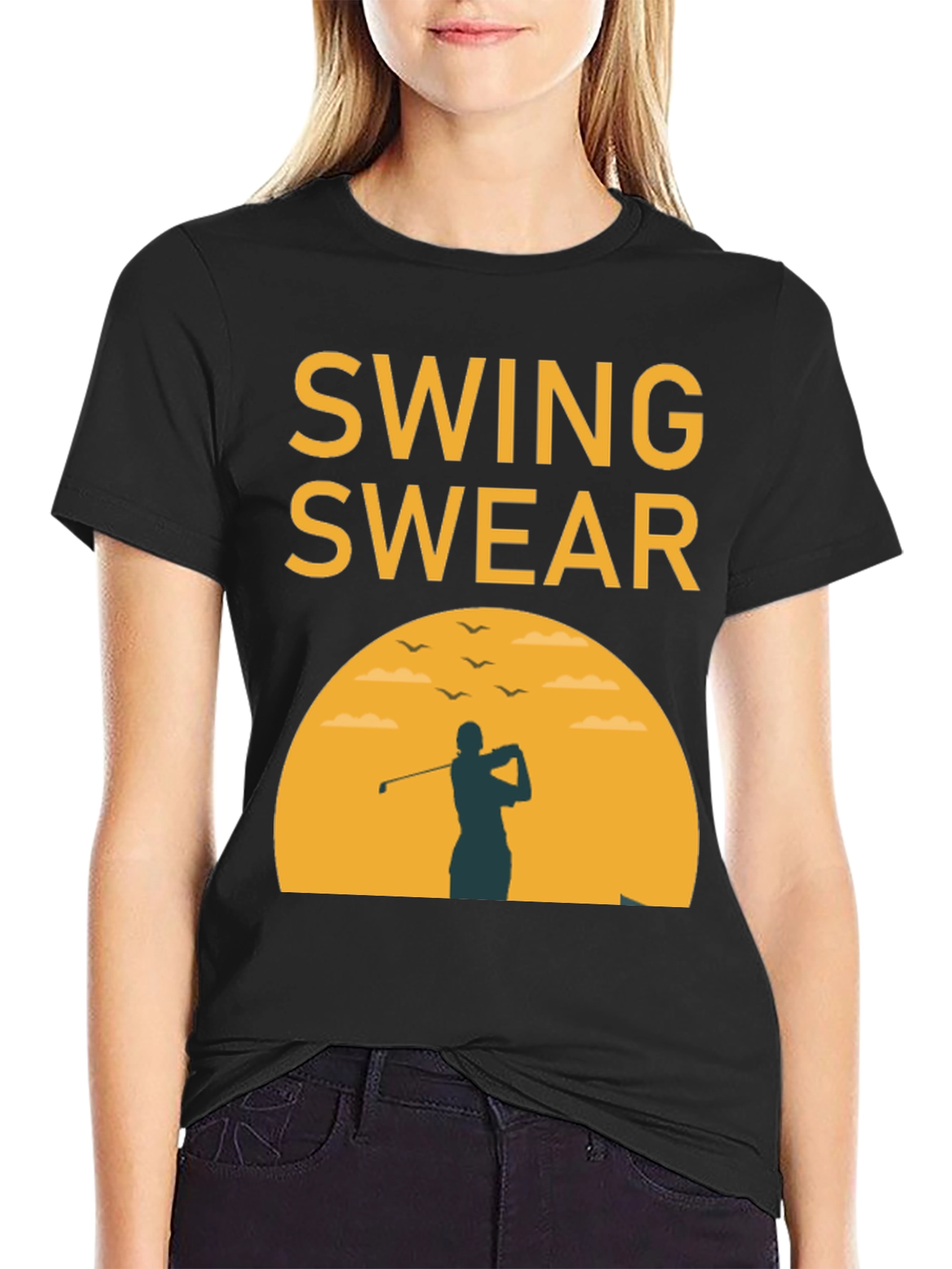 Black Swing Swear Golf T-Shirt view 2