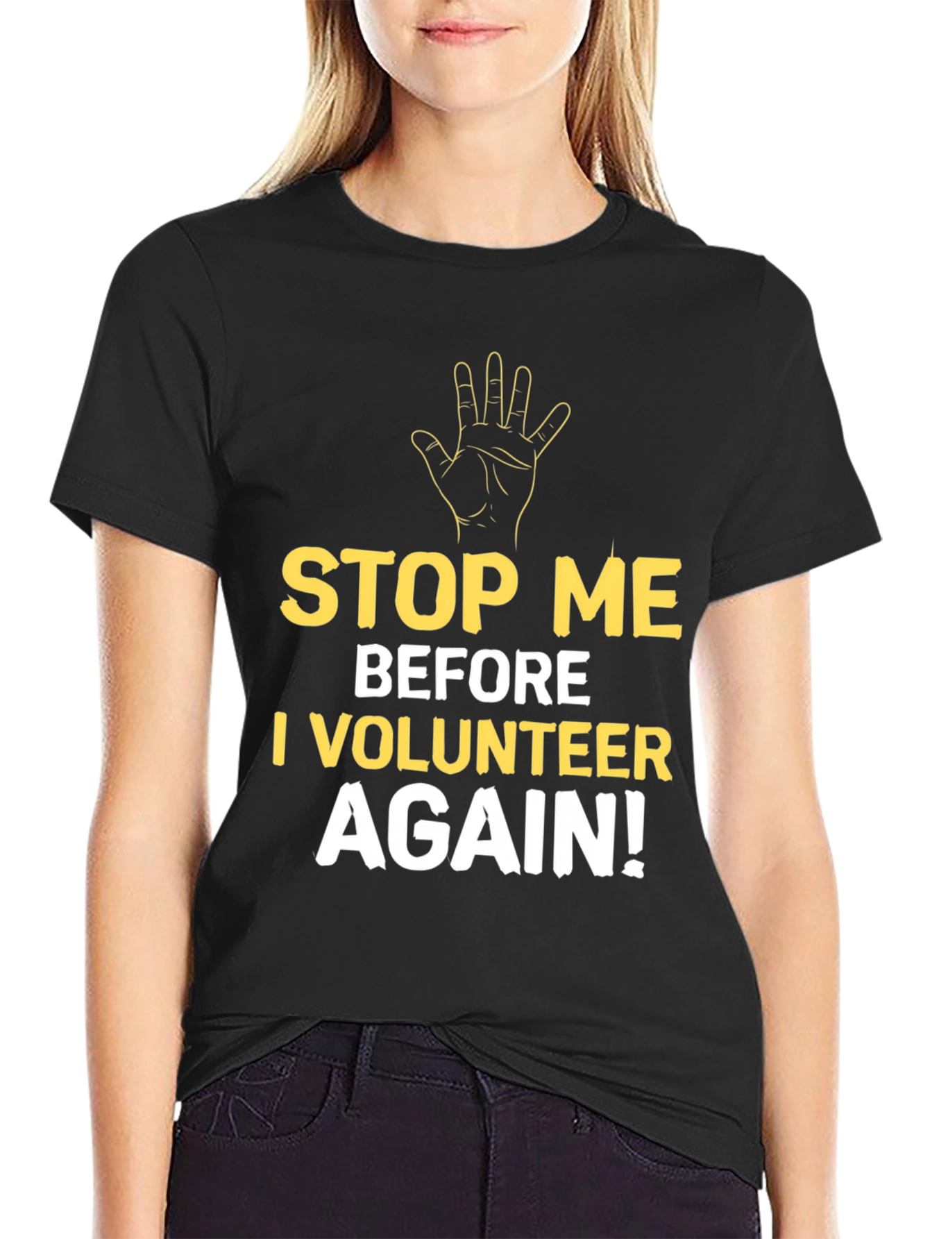 Black Funny Volunteer T-Shirt - Stop Me Before I Volunteer Again view 2