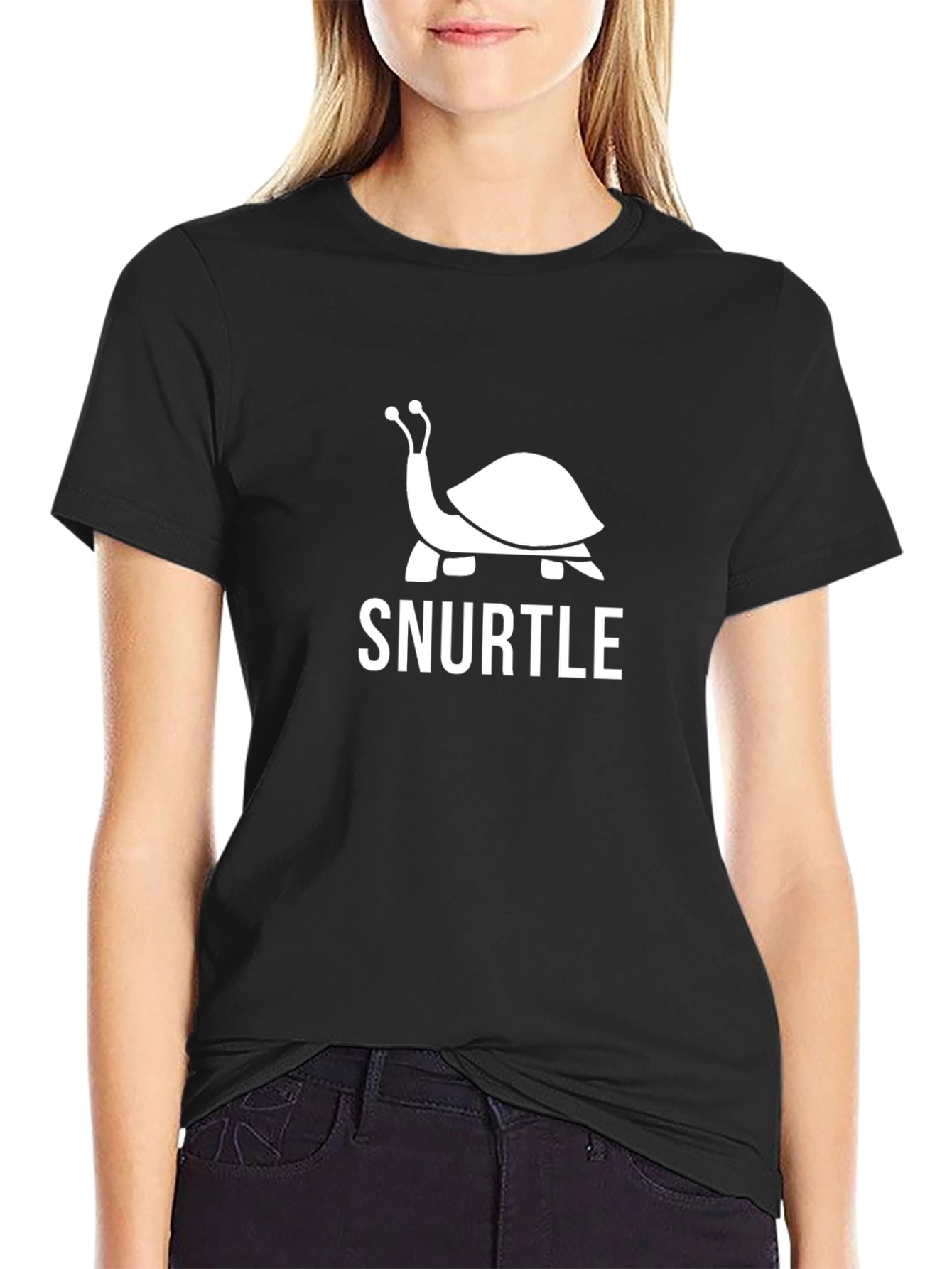 Black Snurtle Graphic Tee - Funny Snail Turtle Fusion view 2