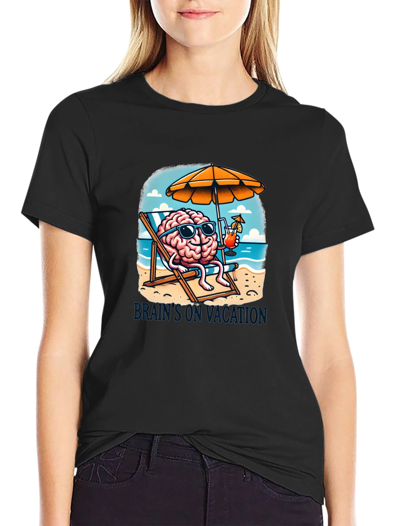 Black Brain on Vacation T-Shirt view 2