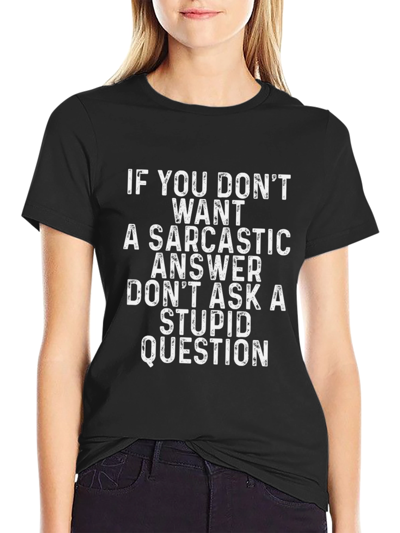 Black Sarcastic Answer Graphic Tee - Black Humor T-Shirt view 2