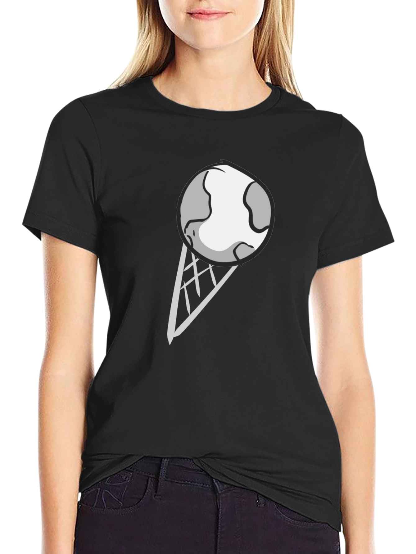 Black Earth Ice Cream Graphic Tee - Novelty Black T-Shirt view 2