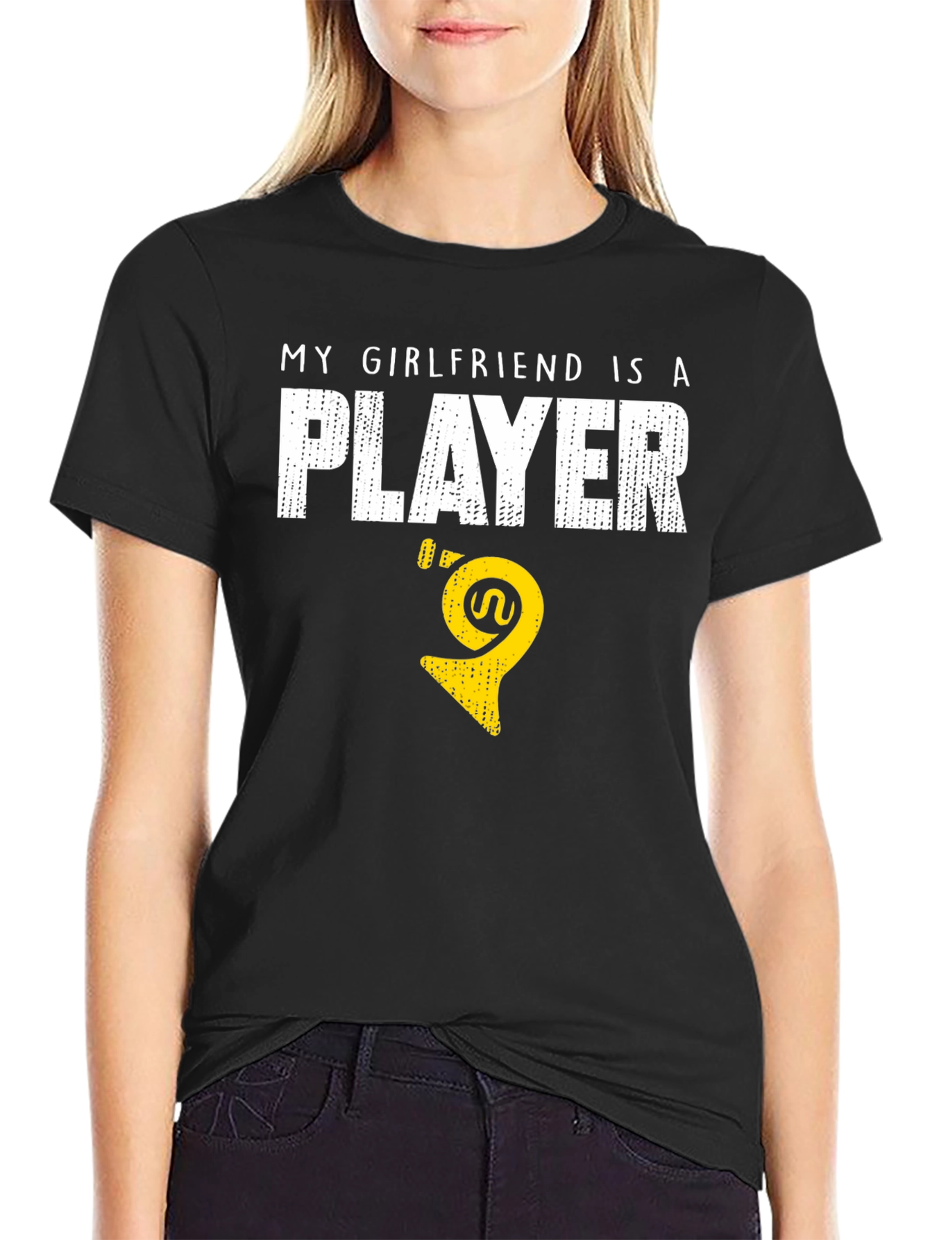 Black My Girlfriend Is A Player - T-Shirt view 2