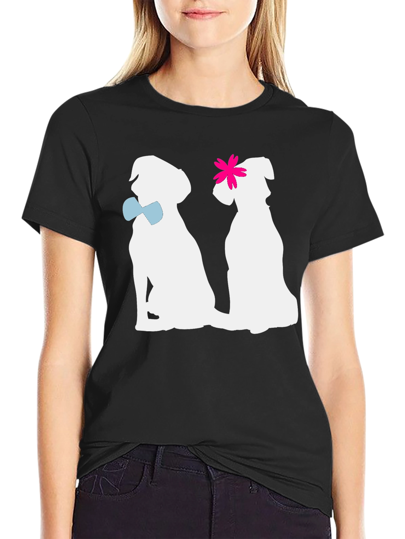 Black Couple Dogs Graphic T-Shirt view 2