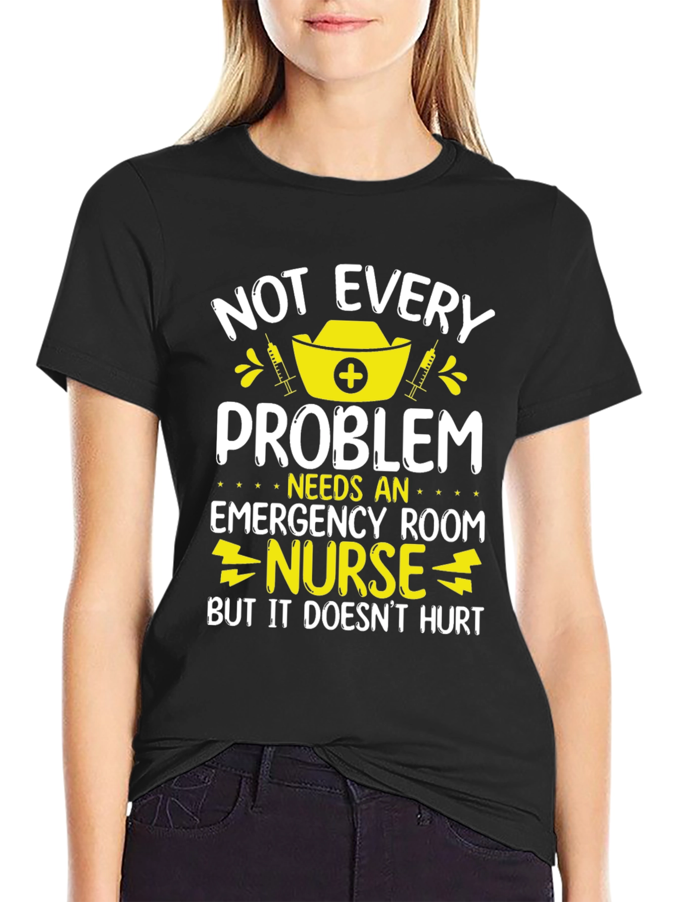 Black Emergency Room Nurse T-Shirt - Funny Nurse Gift view 2
