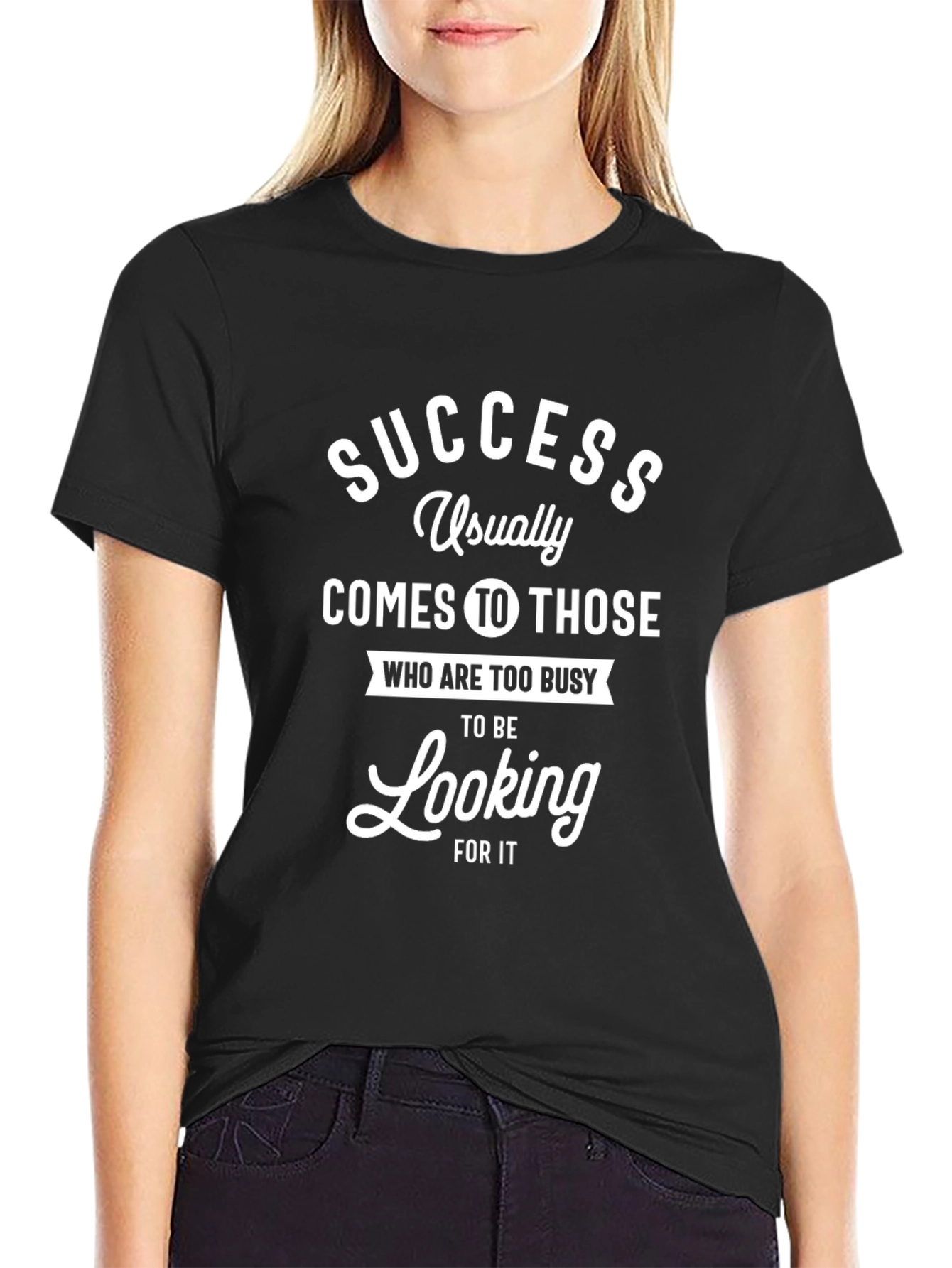 Black Success Quote Graphic Tee - Black T-Shirt view 2