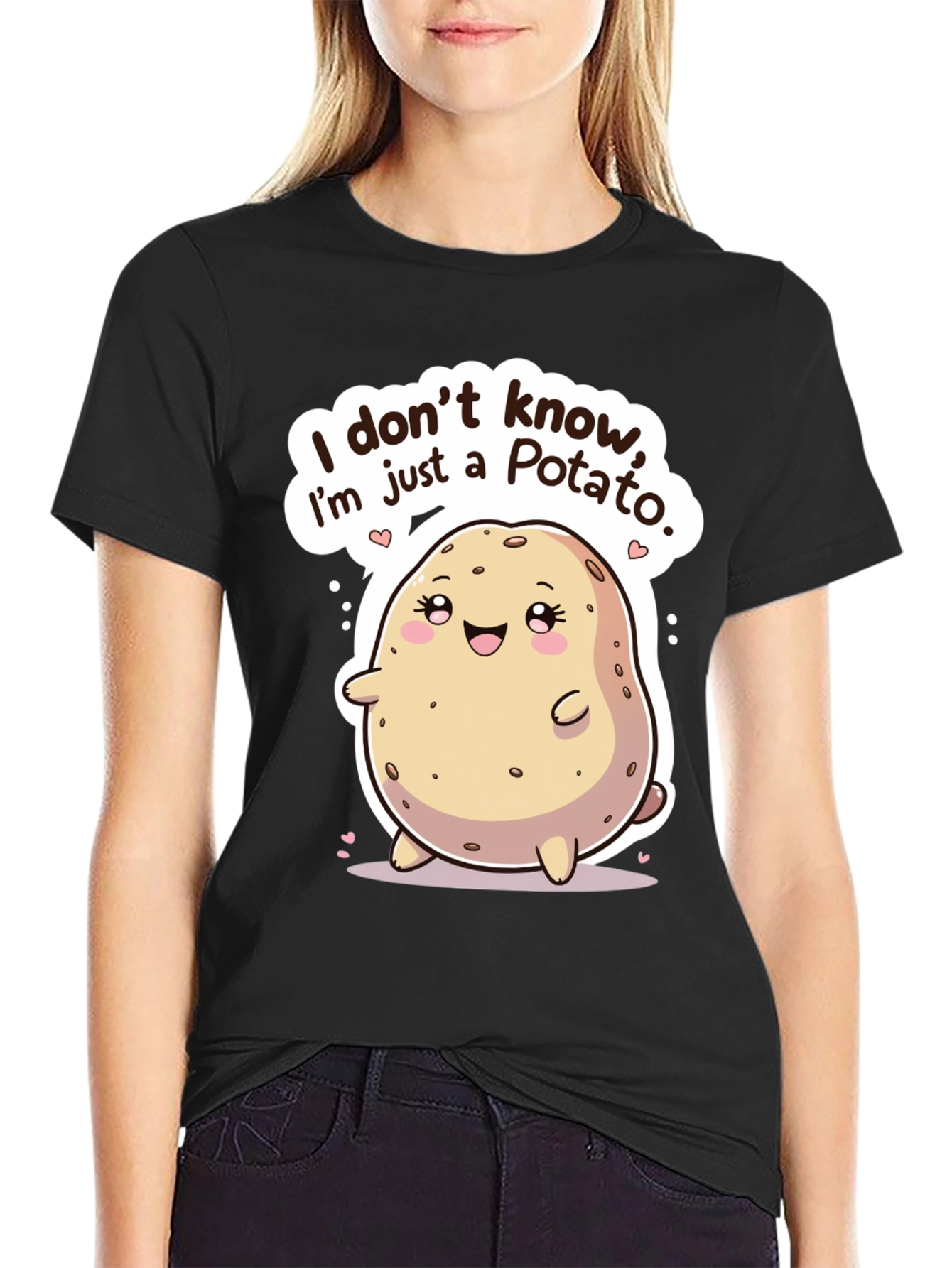 Black Funny Potato Graphic T-Shirt view 2
