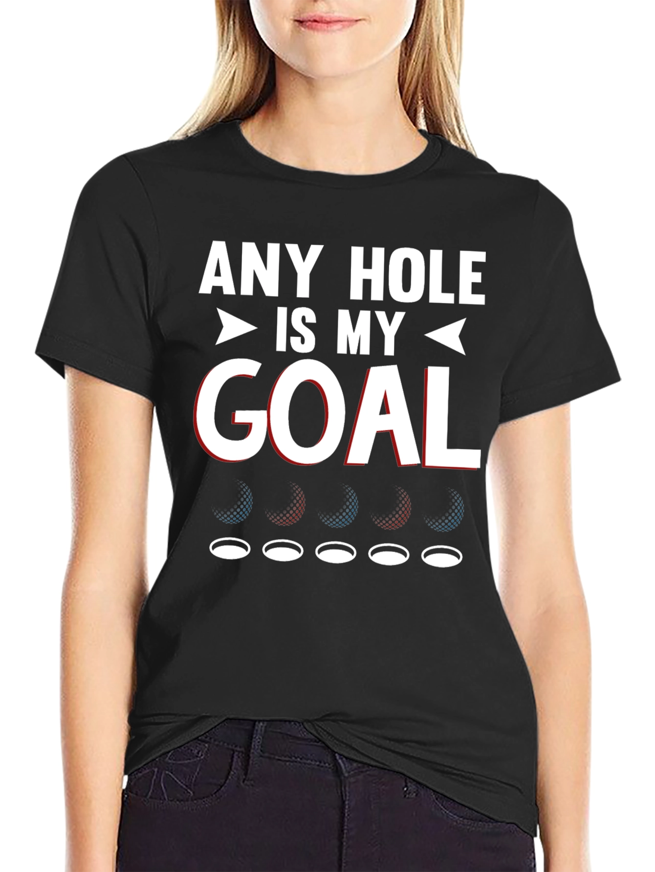 Black Any Hole Is My Goal Funny Golf T-Shirt view 2