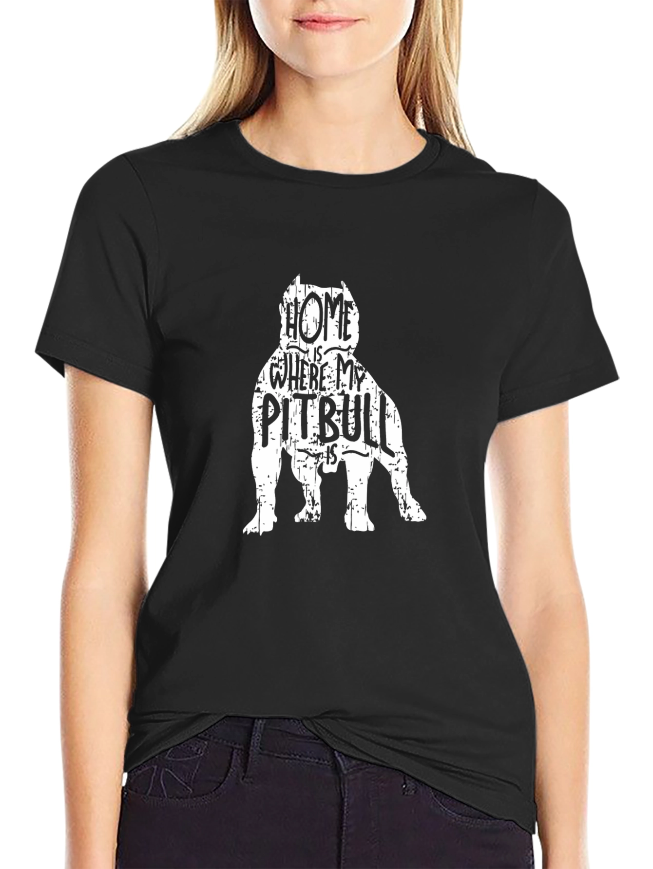 Black Home is Where My Pitbull Is T-Shirt view 2