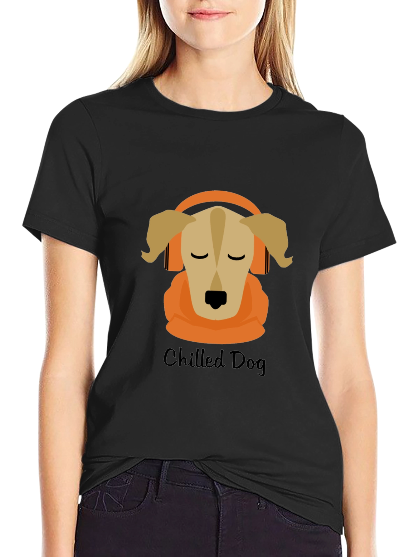 Black Chilled Dog Graphic Tee - Cool Canine Design view 2