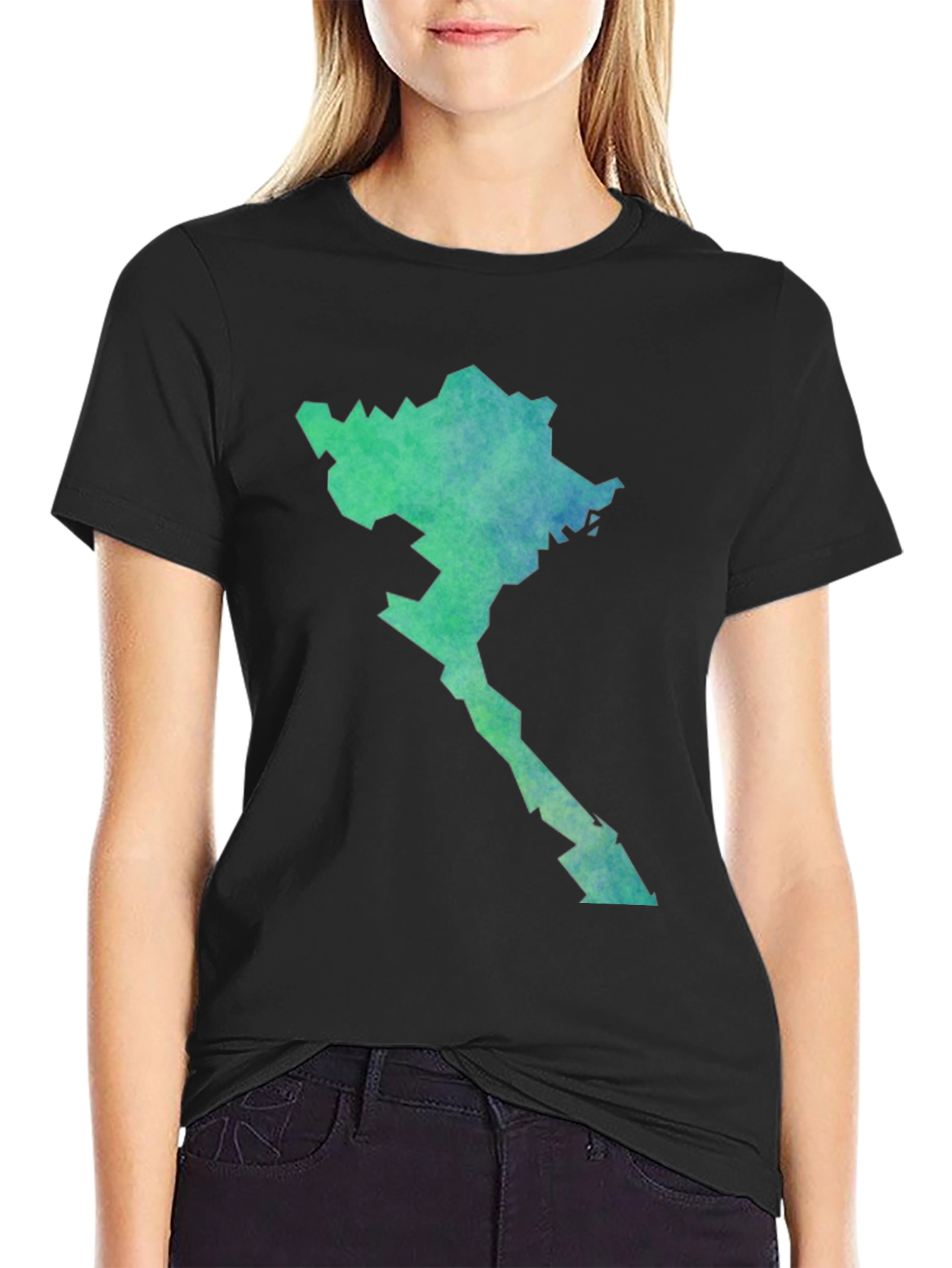 Black Abstract State Graphic Tee - Soft Cotton Blend, Modern Fit view 2