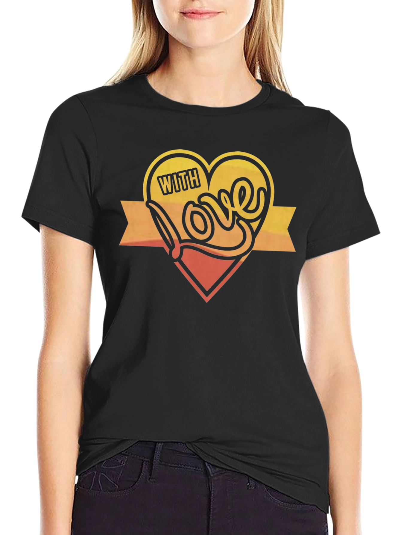 Black With Love Graphic Print Black T-Shirt view 2