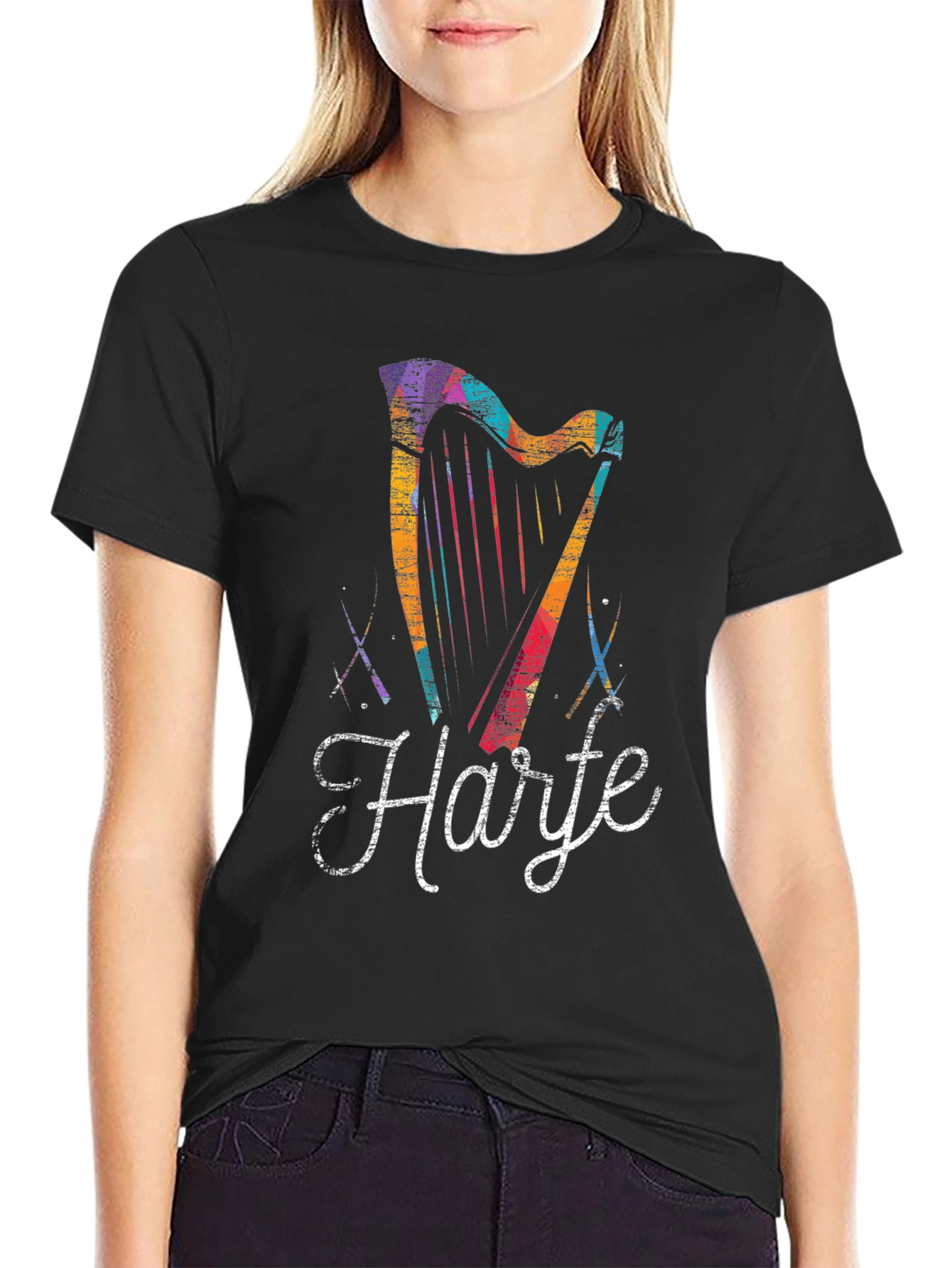 Black Harte Harp T-Shirt - Unique Design view 2