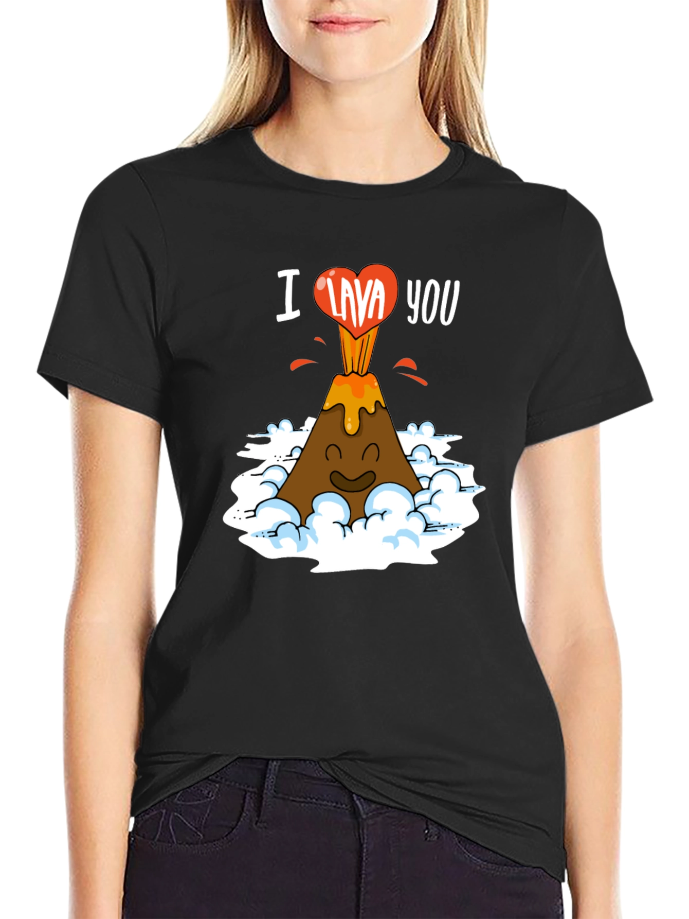 Black I Lava You Funny Volcano Graphic T-Shirt view 2