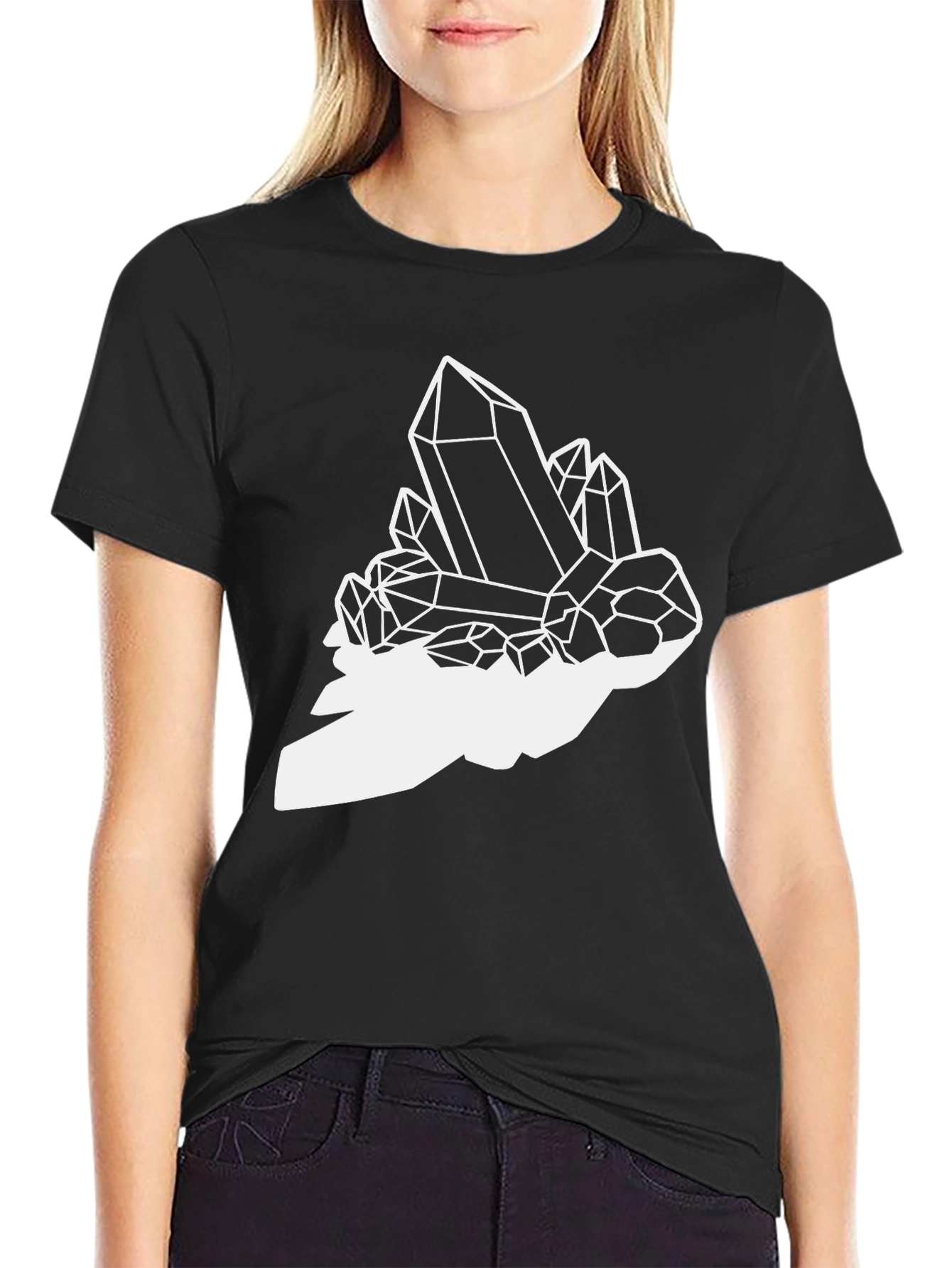 Black Crystal Cluster Graphic Tee - Black Cotton Blend view 2