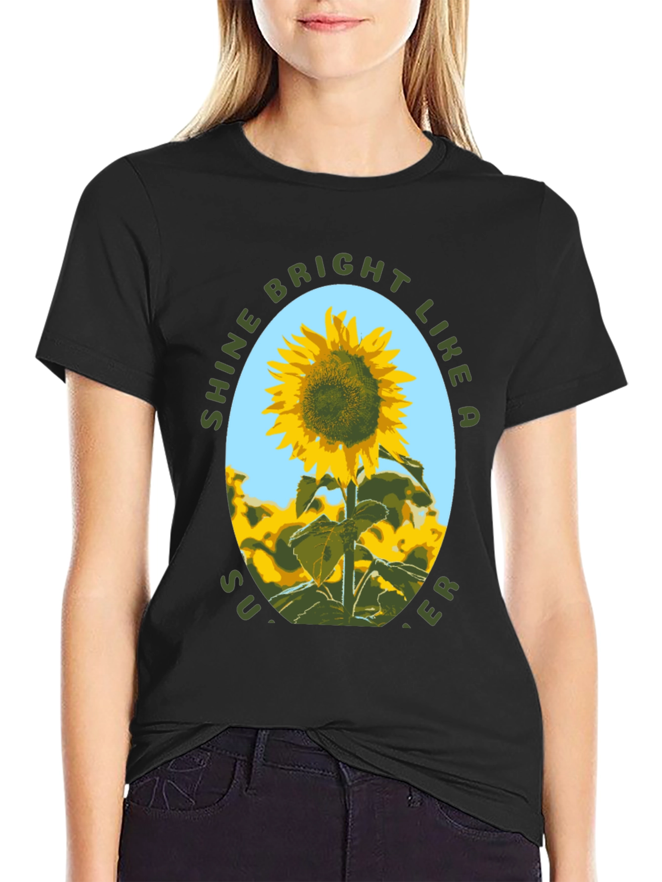 Black Sunflower Shine Bright Graphic T-Shirt view 2