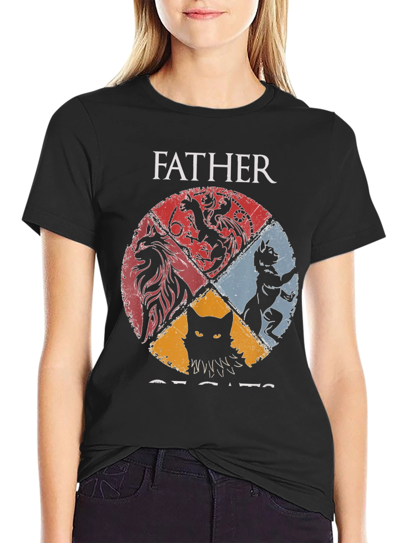Black Father of Cats Graphic Tee view 2