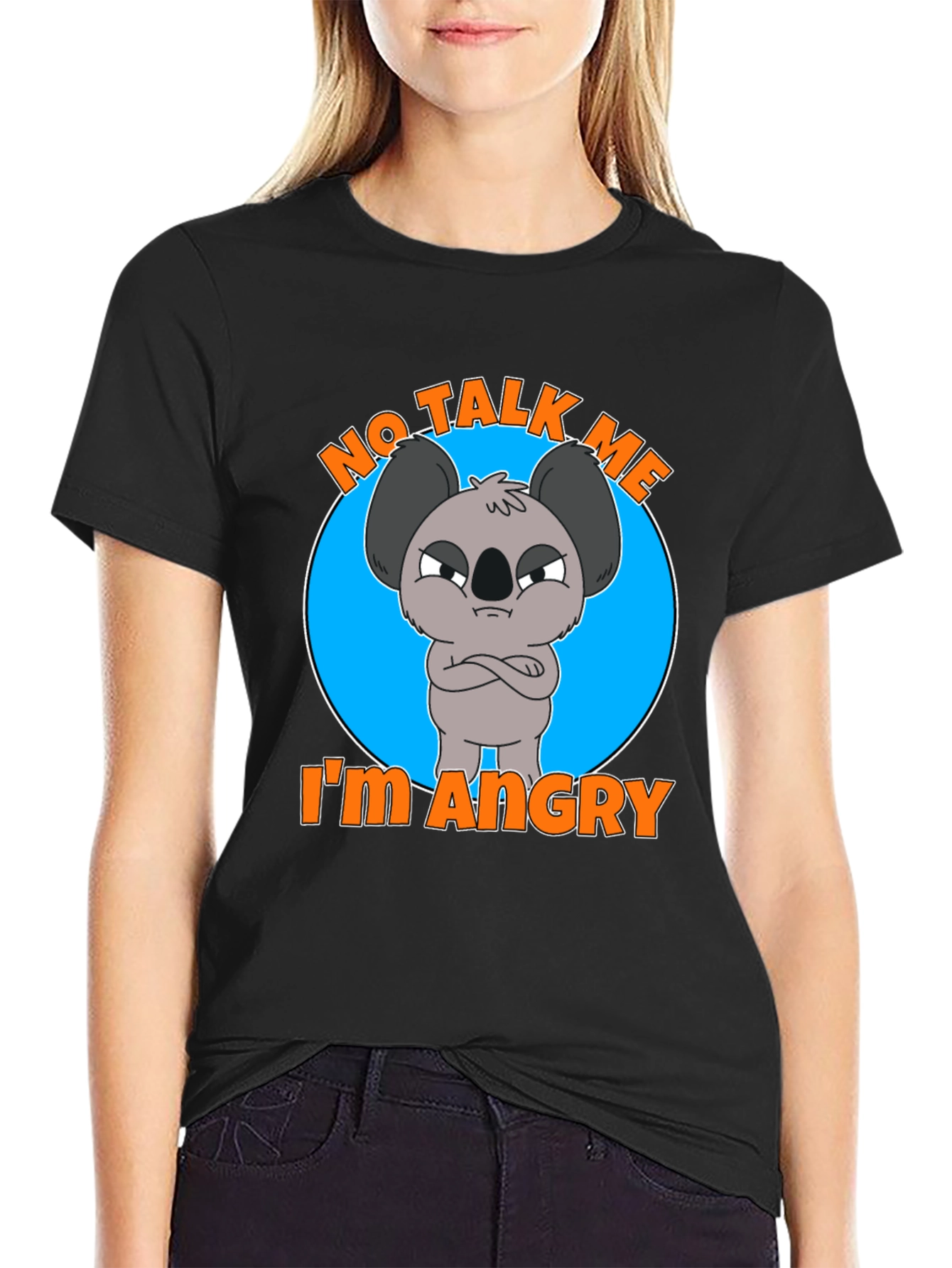Black No Talk Me I'm Angry Koala T-Shirt view 2
