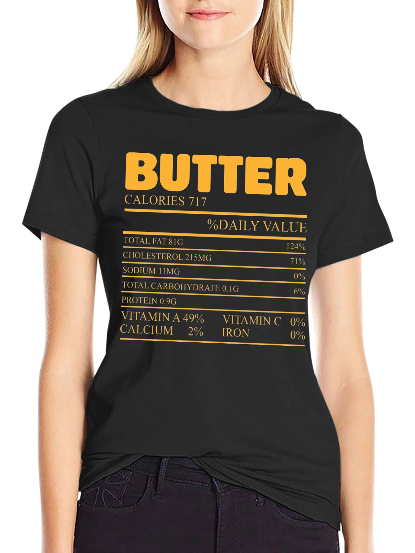 Black Funny Butter Nutrition Facts T-Shirt view 2