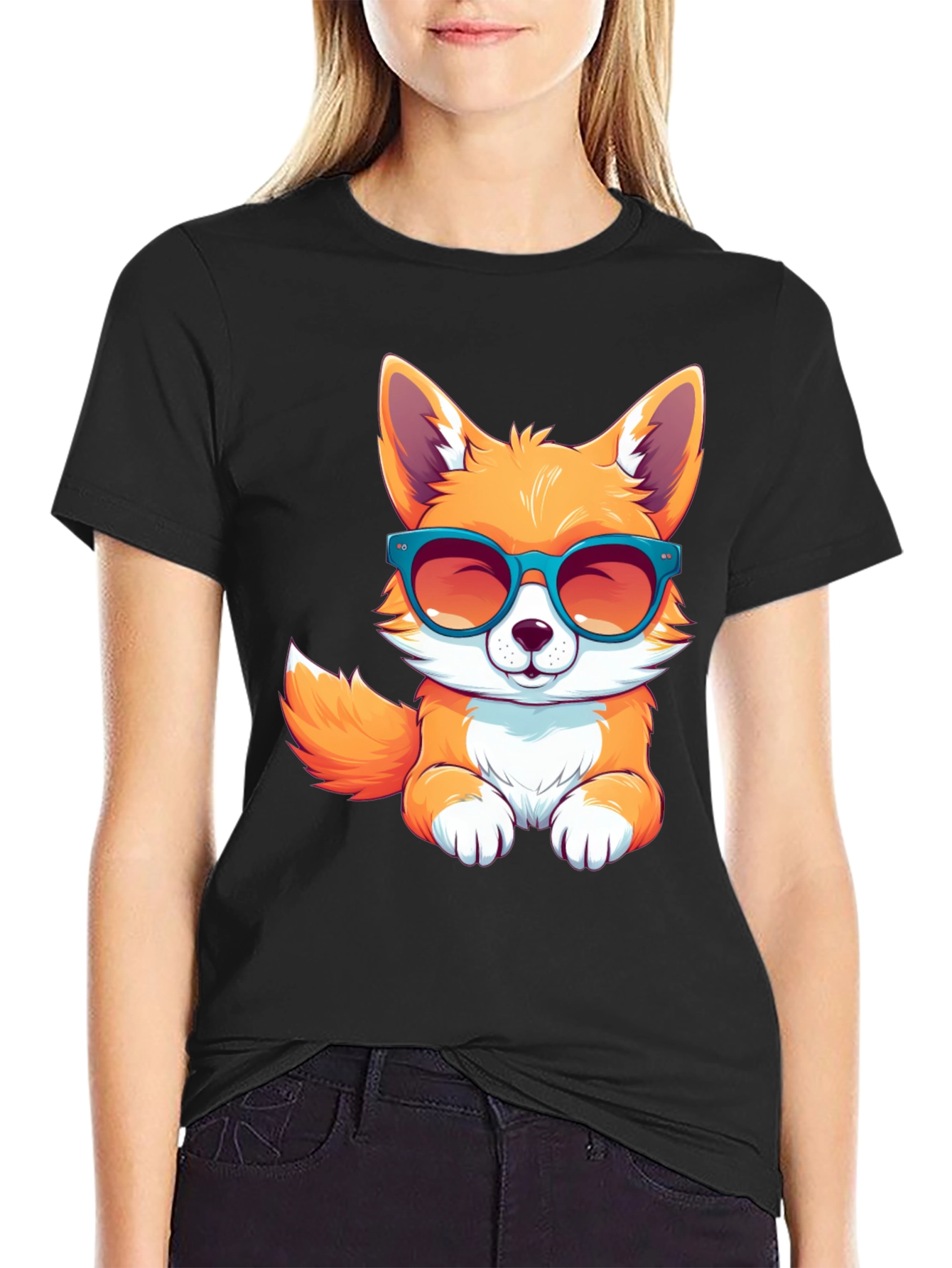 Black Cool Fox T-Shirt view 2